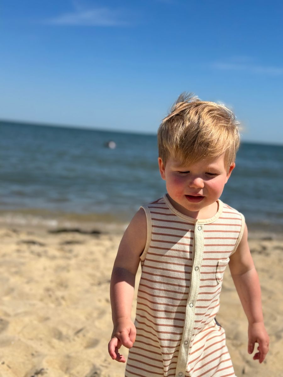 Me & Henry Beige Ribbed Playsuit