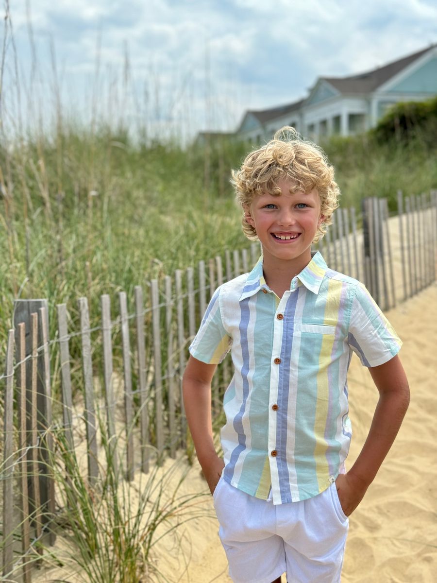 Me & Henry Blue Stripe Newport Polo Shirt