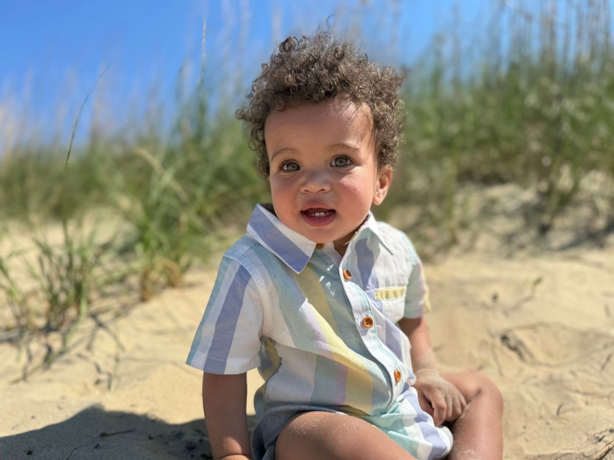 Me & Henry Helford Stripe Woven Onesie