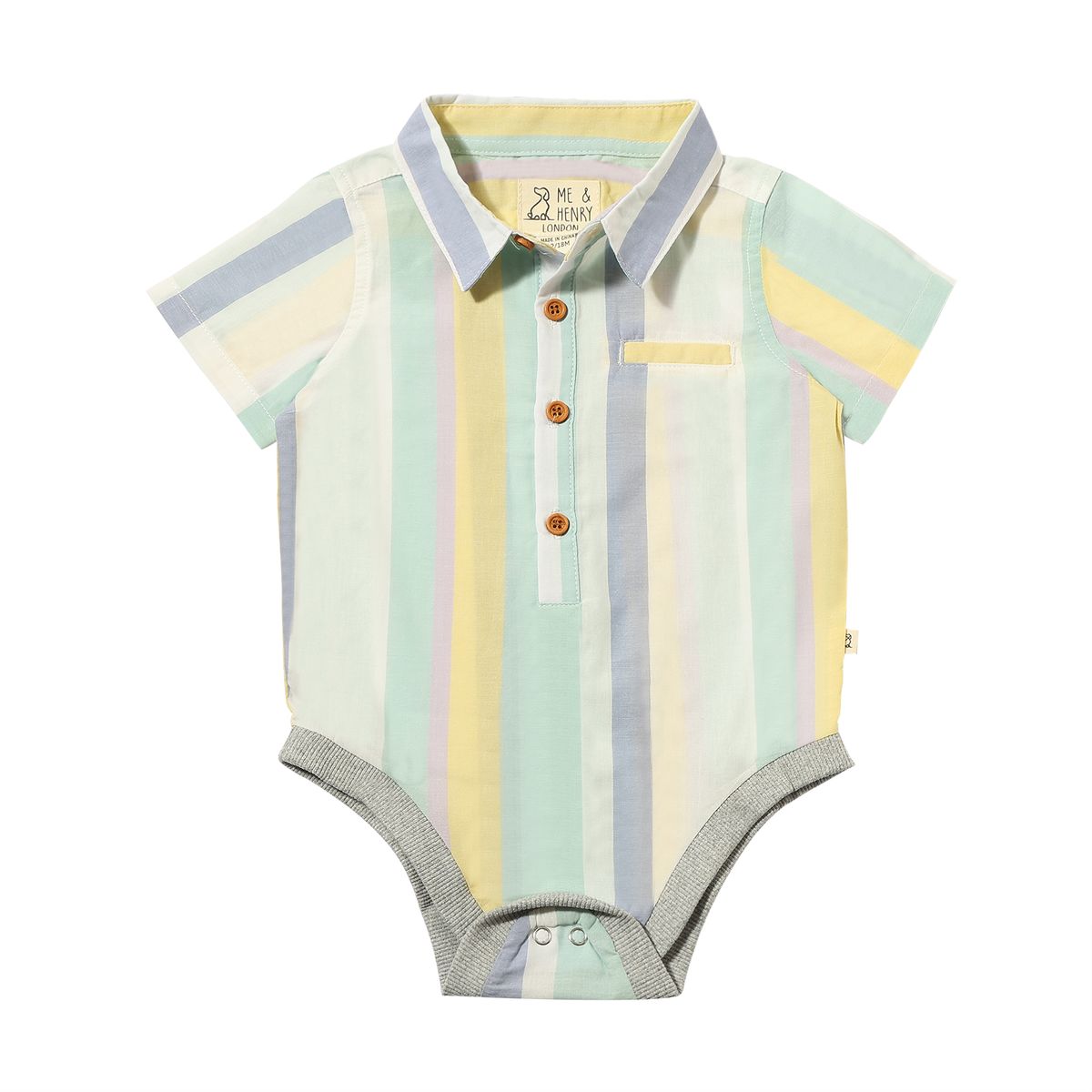 Me & Henry Helford Stripe Woven Onesie
