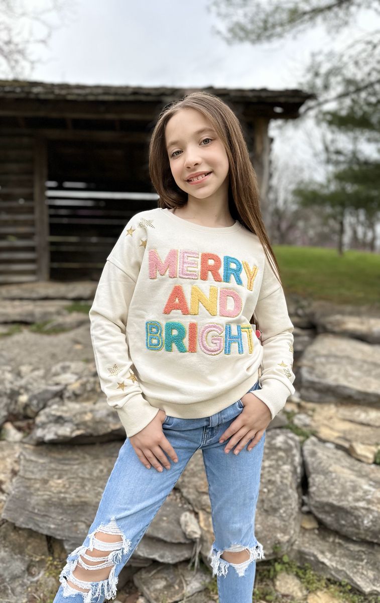 Paper Flower Merry & Bright Chenille Holiday Pullover