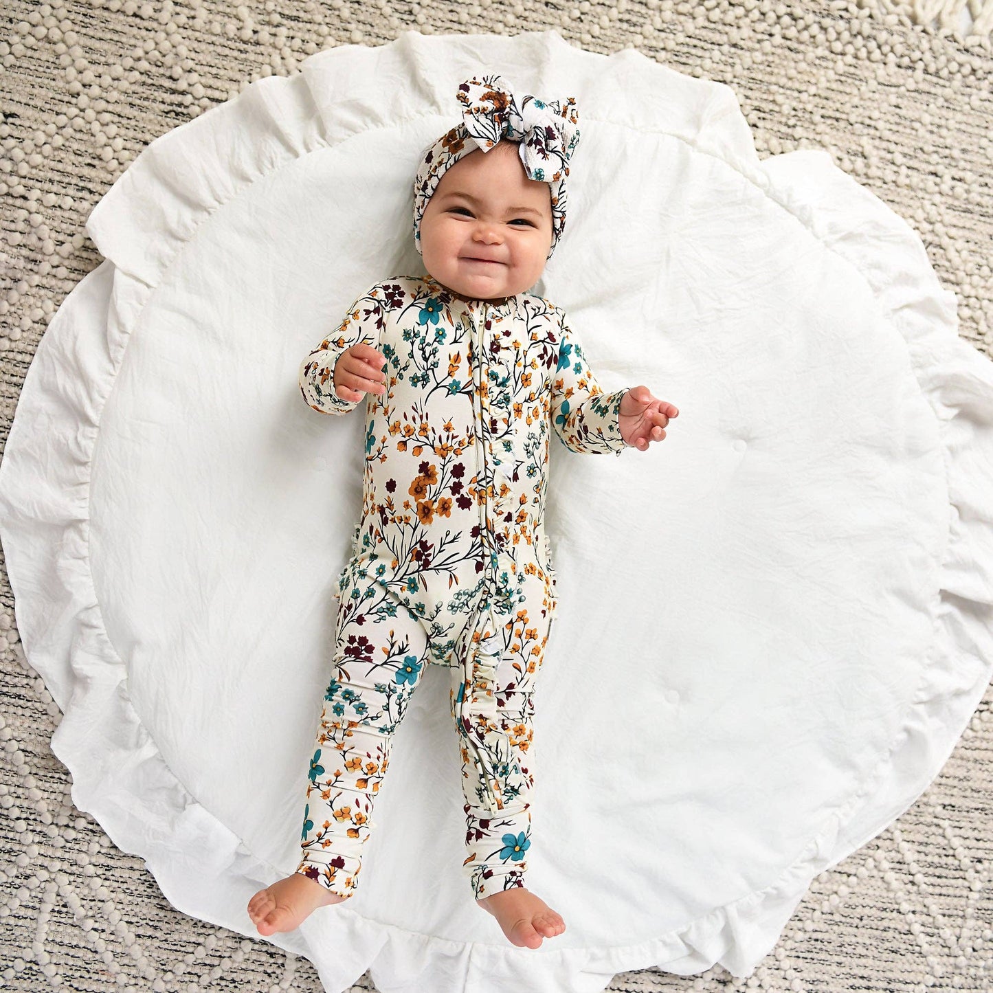 Maren Floral Ruffle Zip Romper