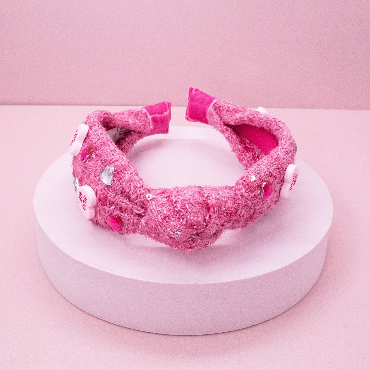 Kids Embellished Knot Headband - Candy Valentines Day Heart