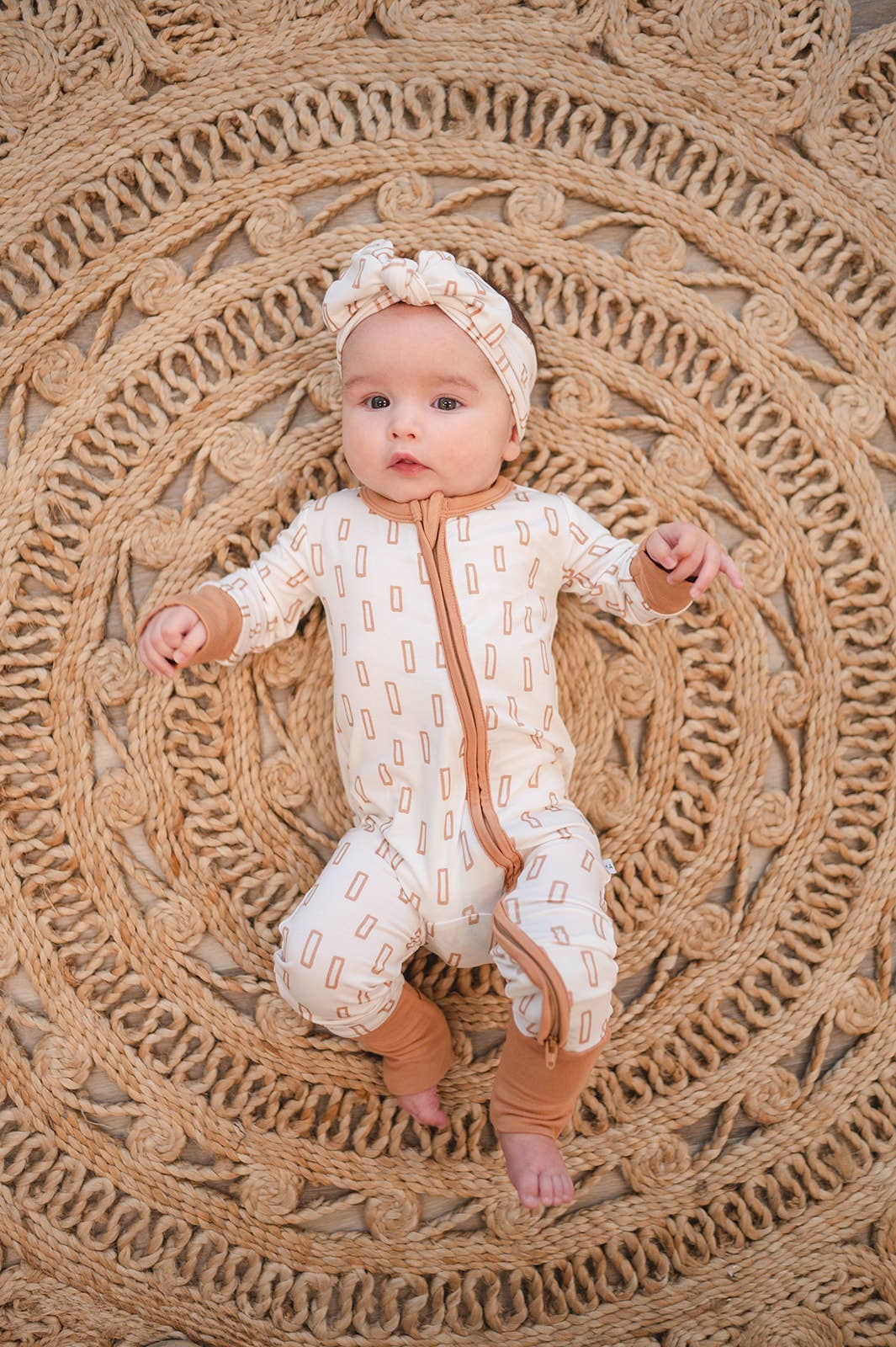 Neutral Rectangles Zipper Romper