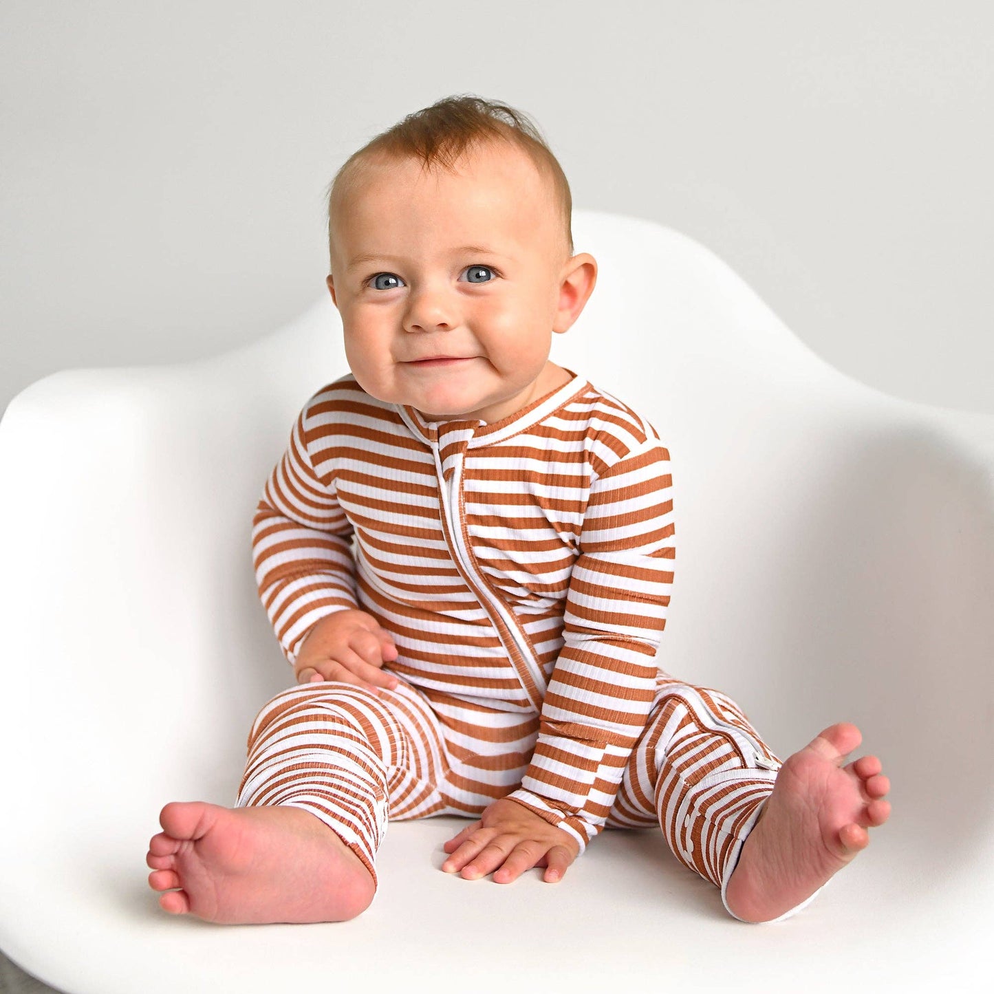 Chase Brown Ribbed Zip Romper