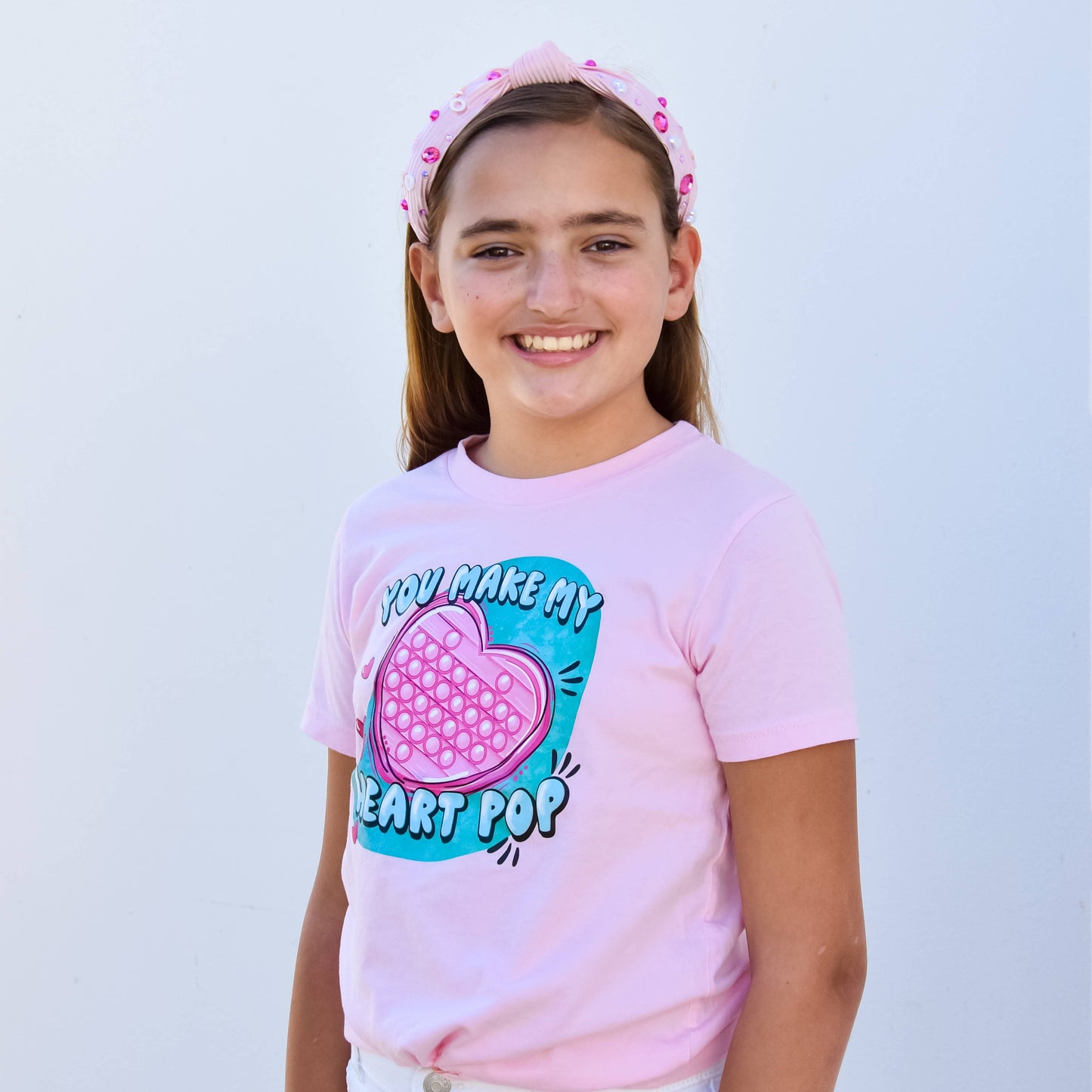 Kids Embellished Knot Headband - Beaded Valentine's Day