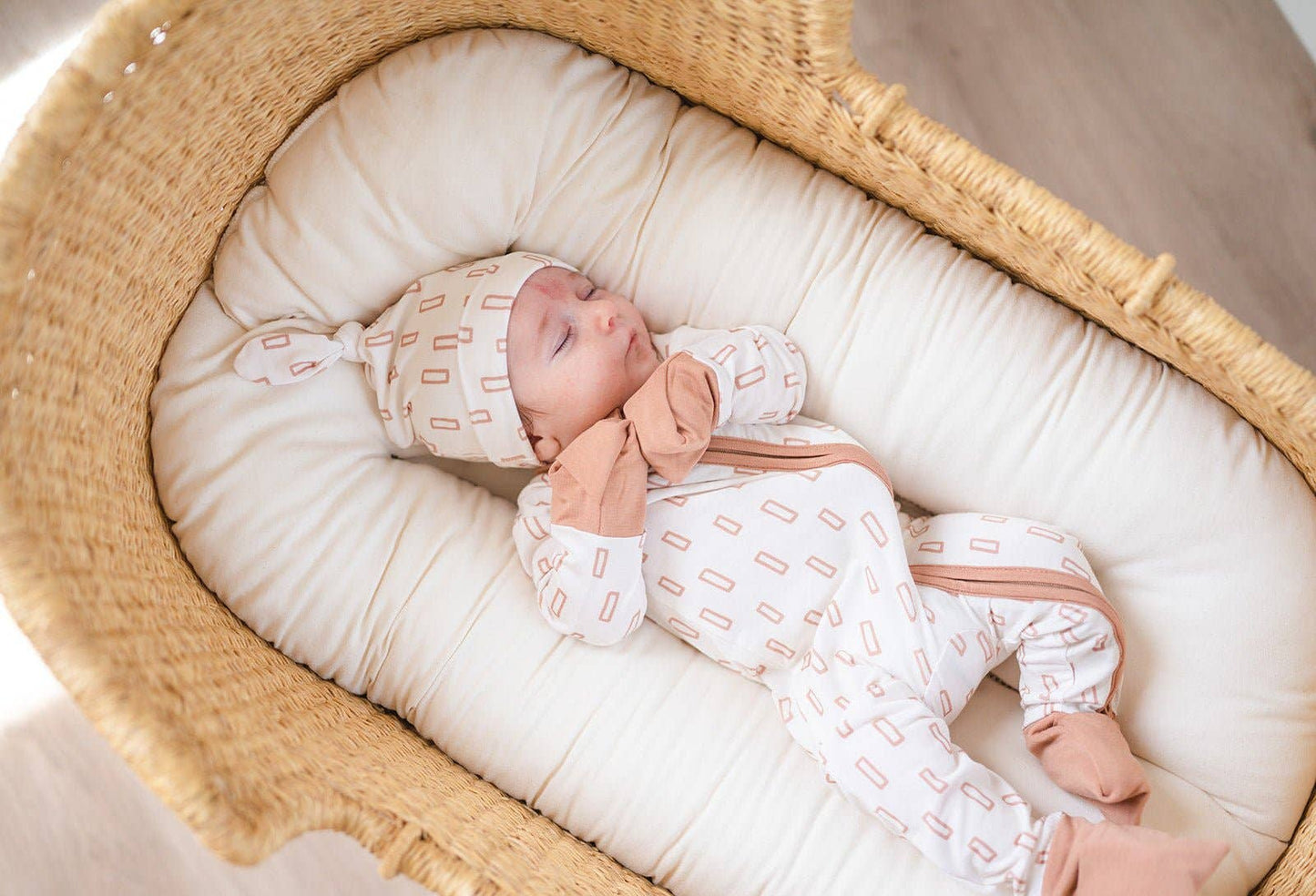 Neutral Rectangles Zipper Romper