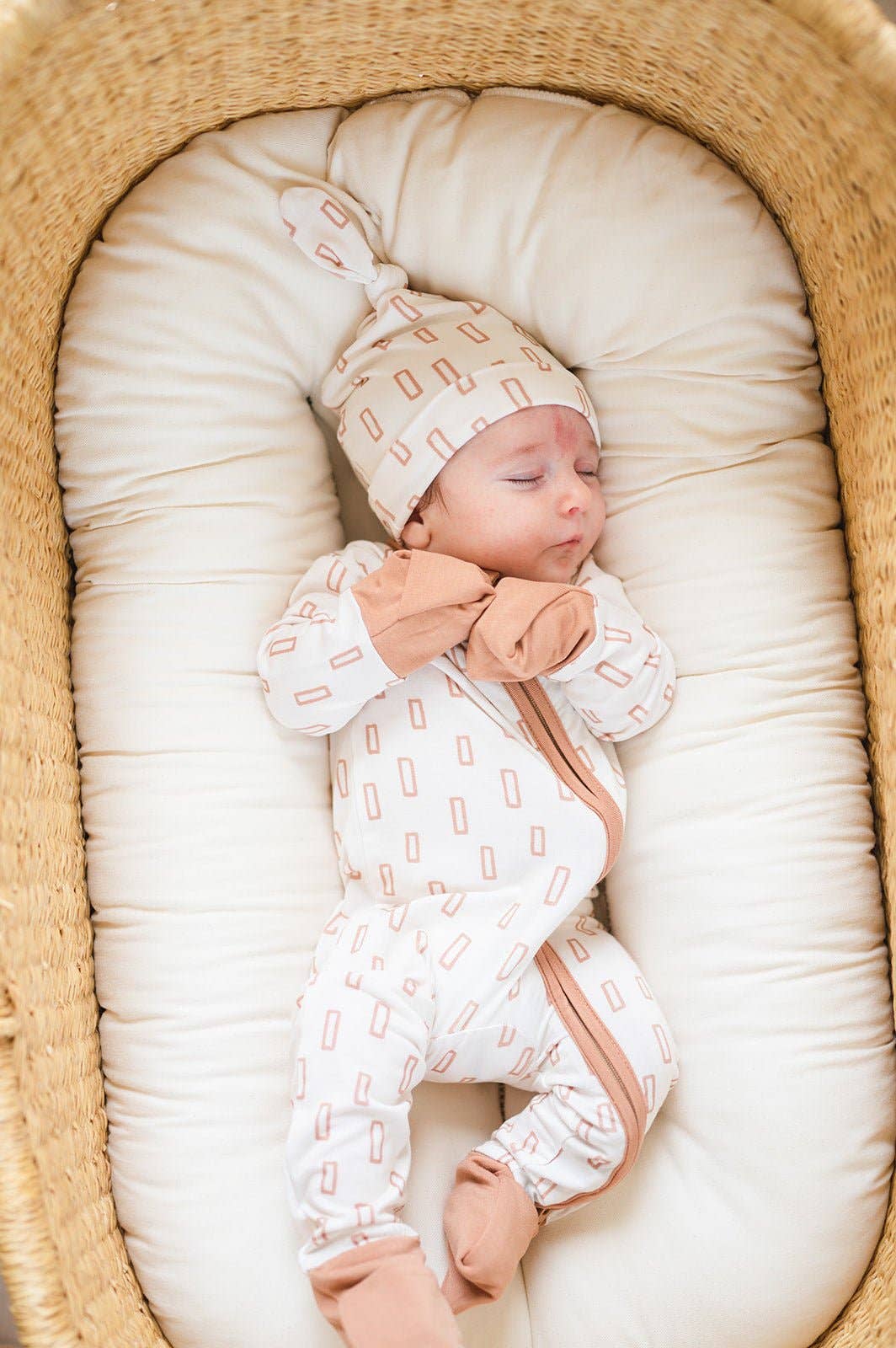 Neutral Rectangles Zipper Romper