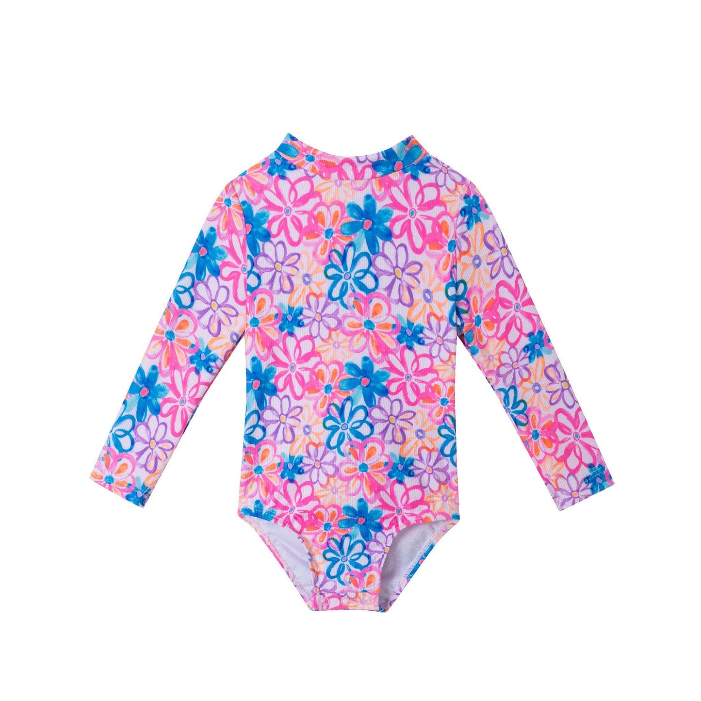 Andy & Evan Blue Floral Swim Rashguard & Hat