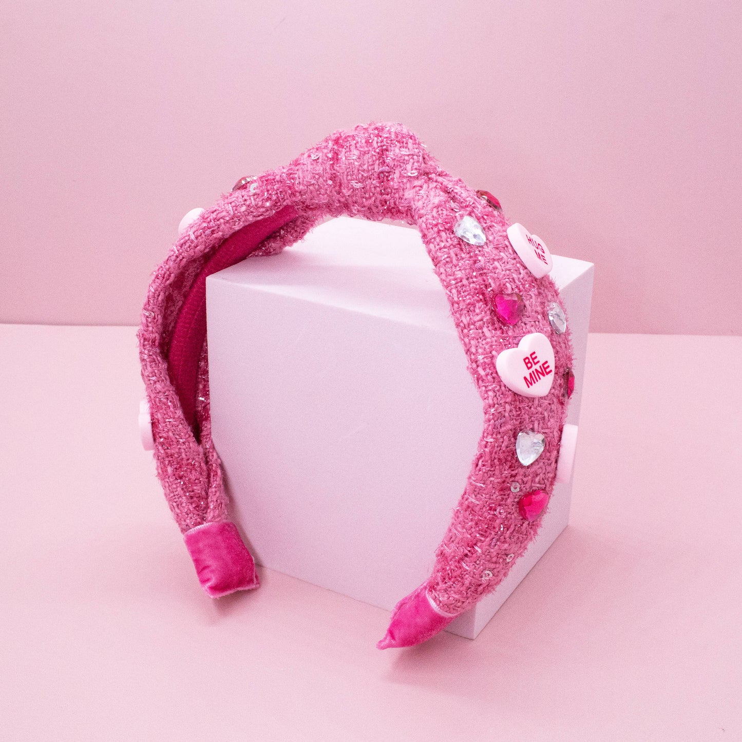 Kids Embellished Knot Headband - Candy Valentines Day Heart