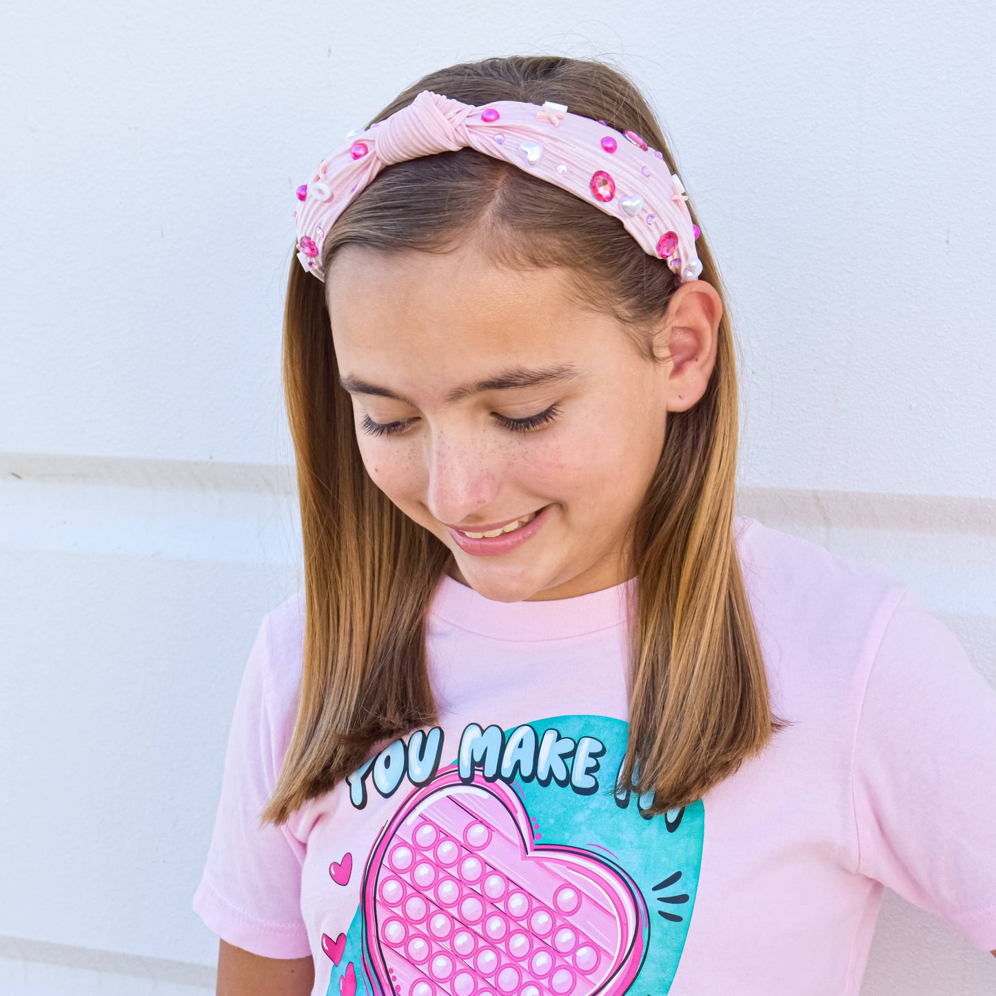 Kids Embellished Knot Headband - Beaded Valentine's Day