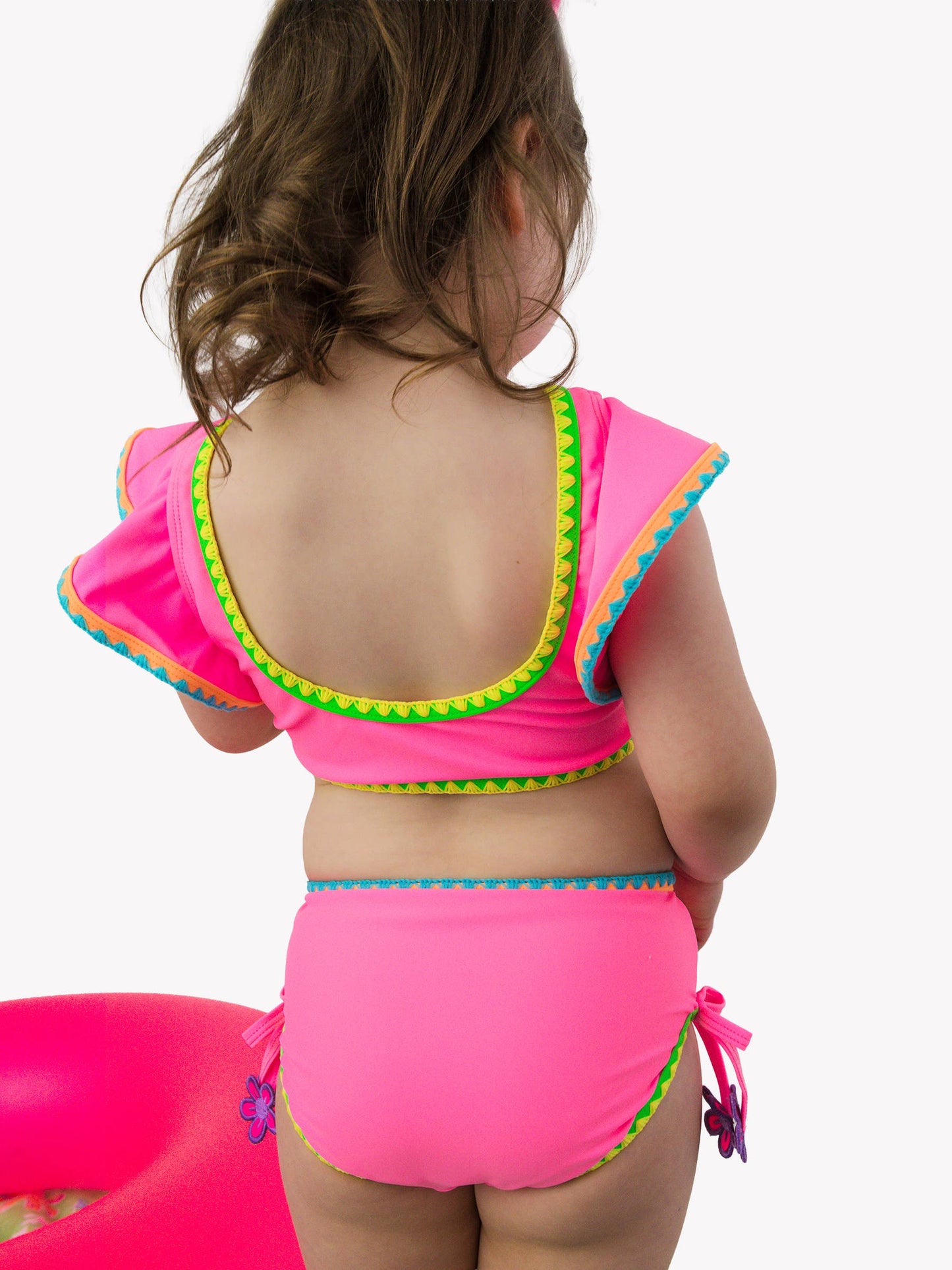 Neon Pink Crochet Butterfly Swimsuit