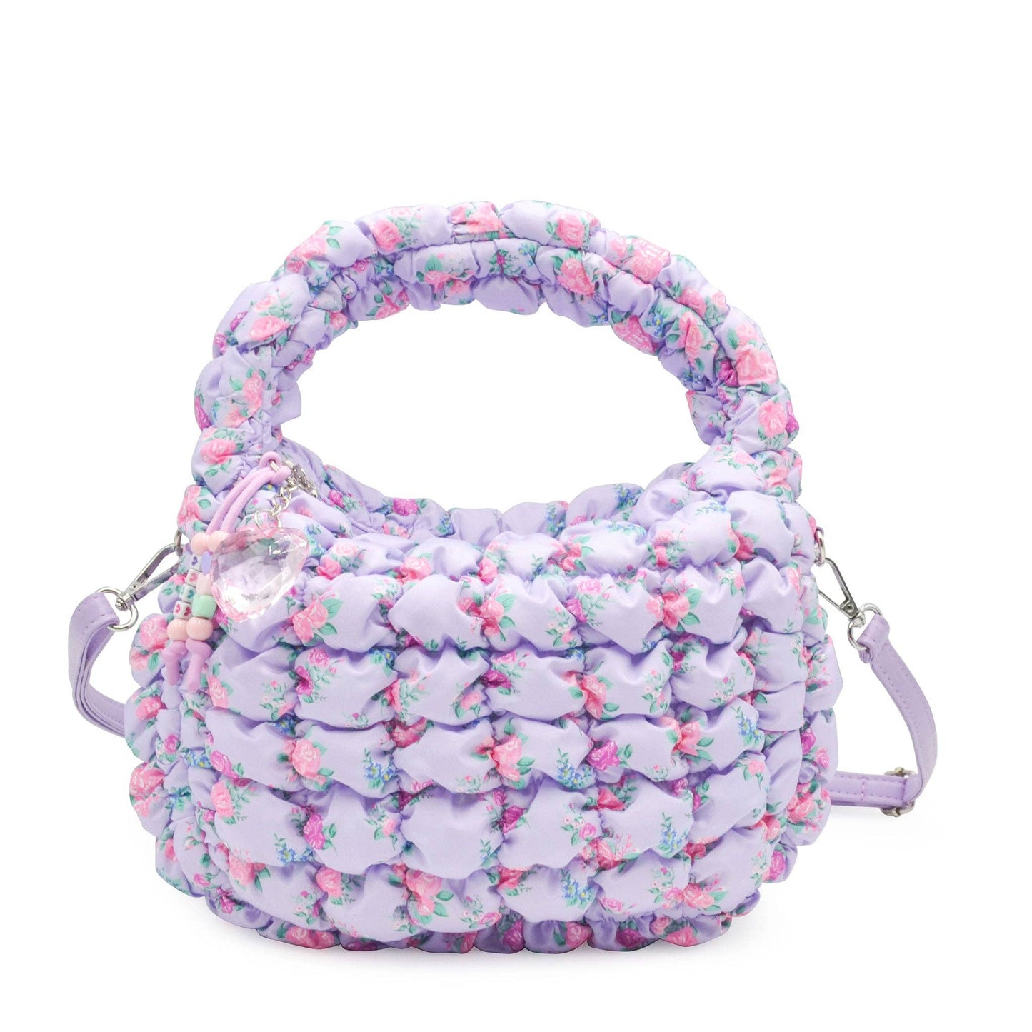 Quilted Scrunchies Floral Printed Mini Hobo Crossbody Bag
