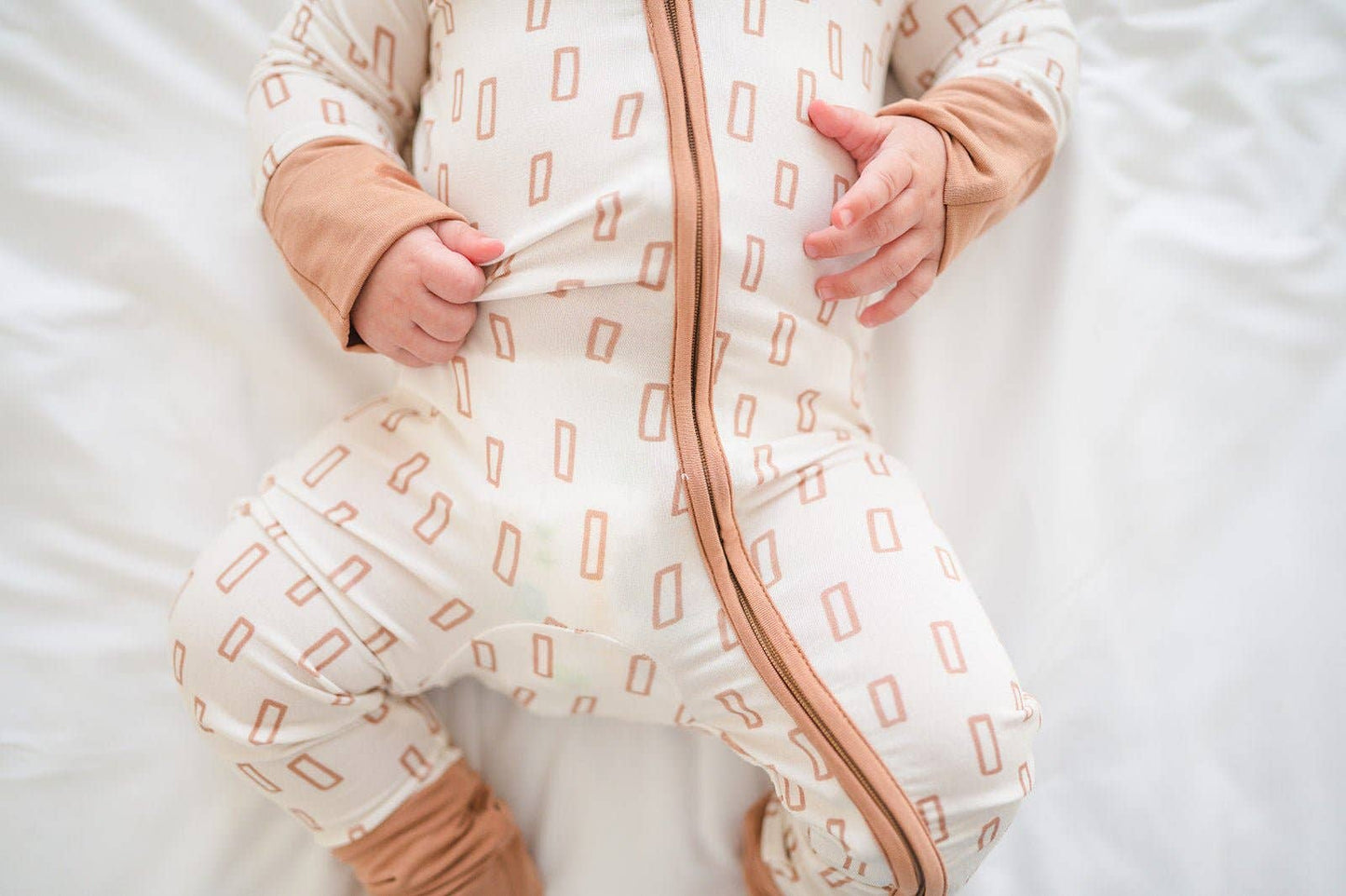 Neutral Rectangles Zipper Romper