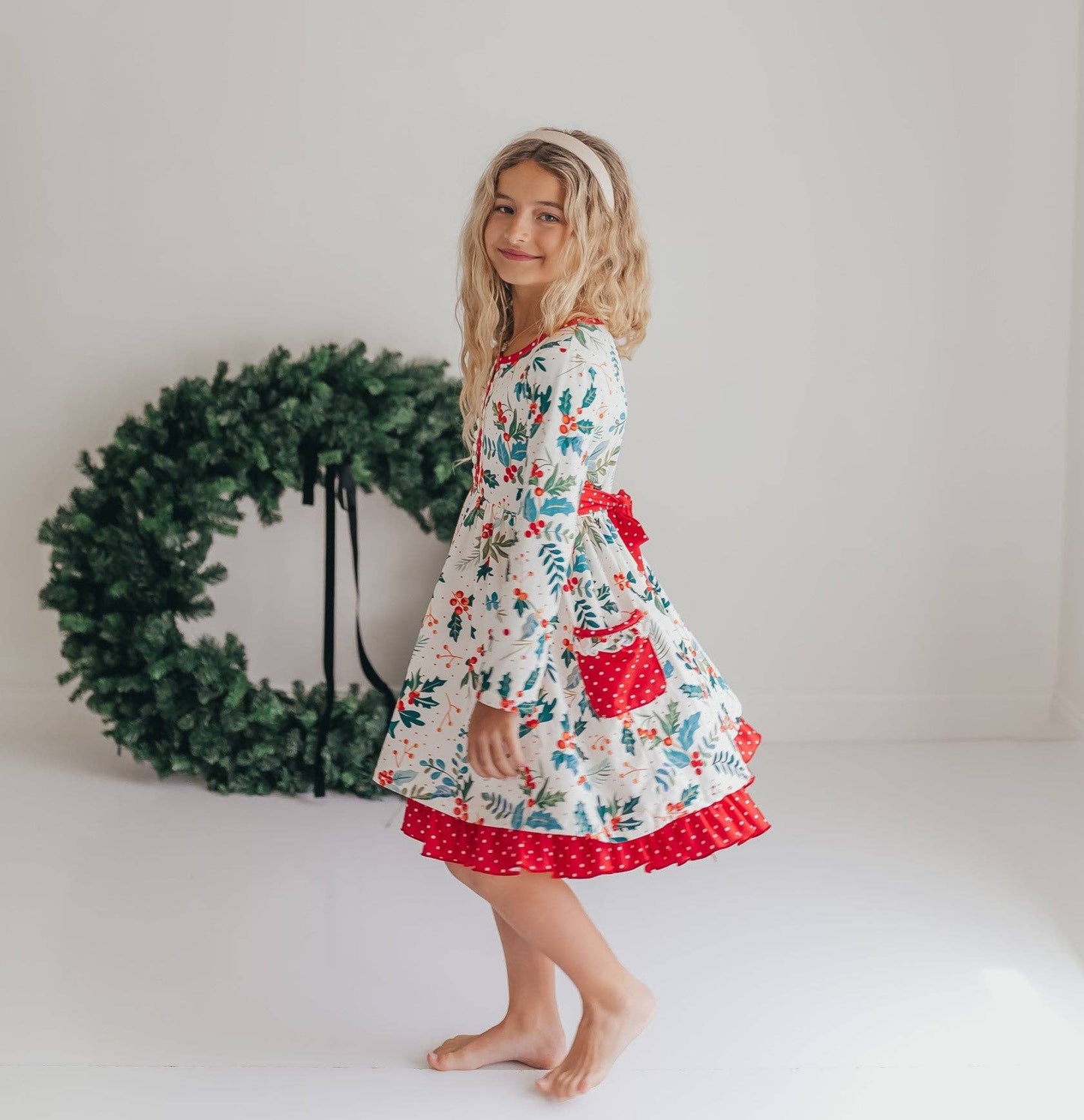 Holly Ruffle Pocket Tie Back Dress