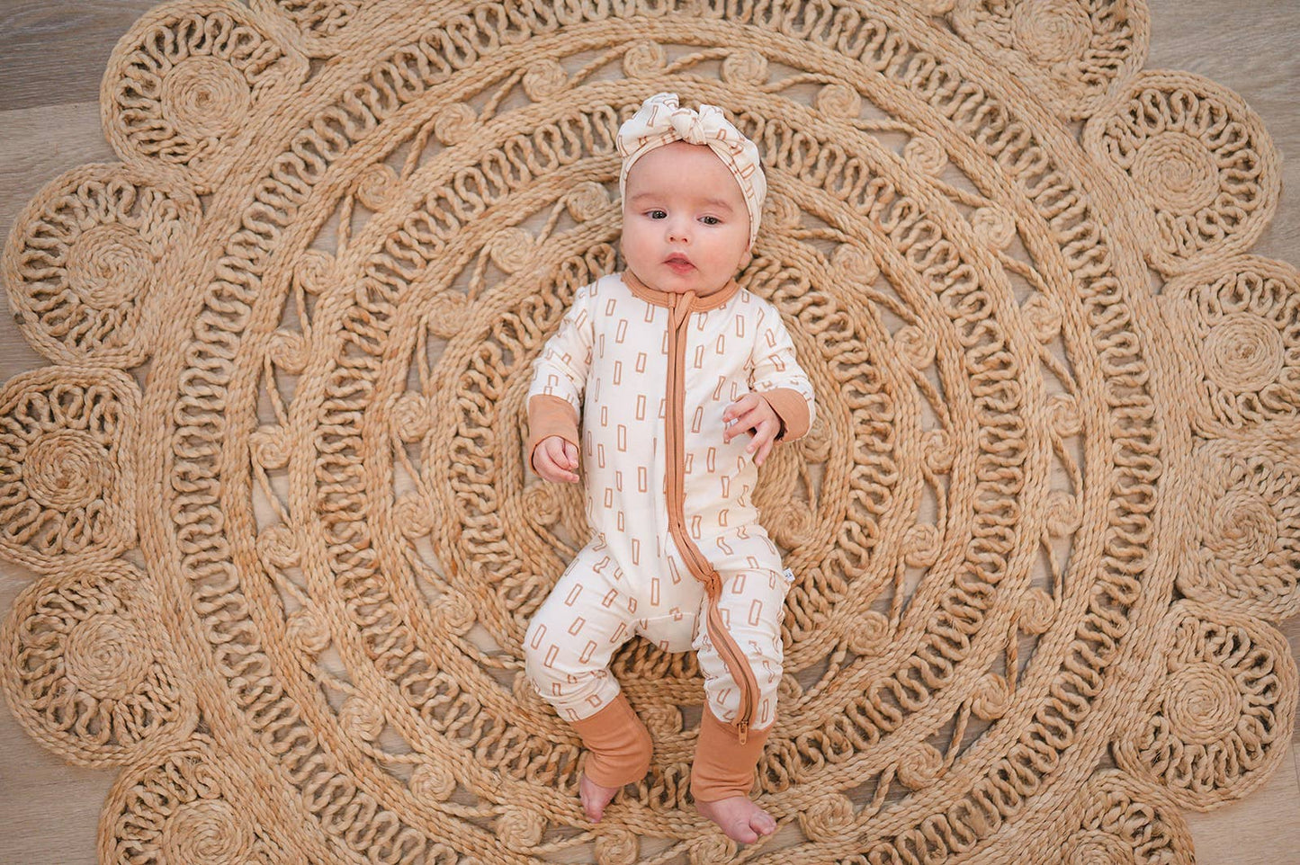 Neutral Rectangles Zipper Romper