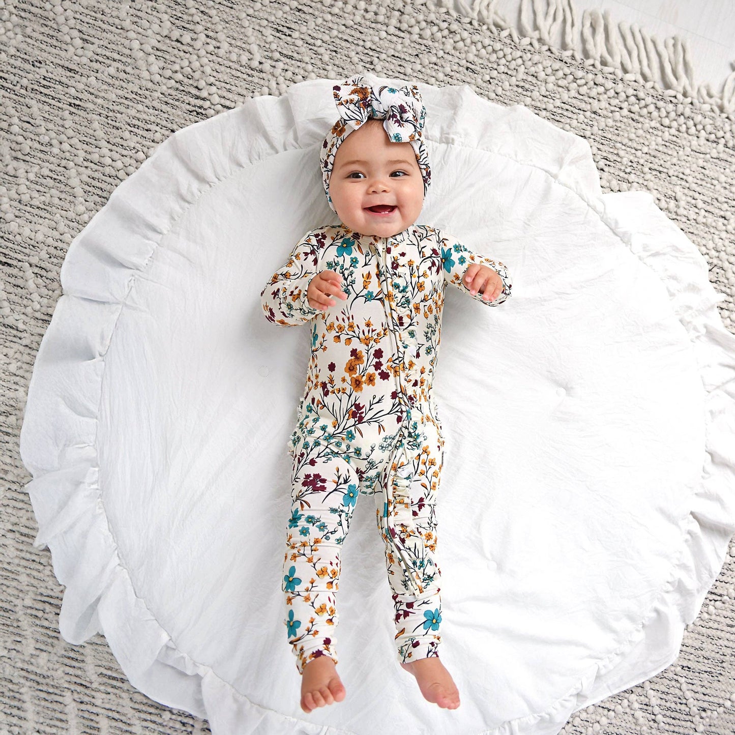Maren Floral Ruffle Zip Romper