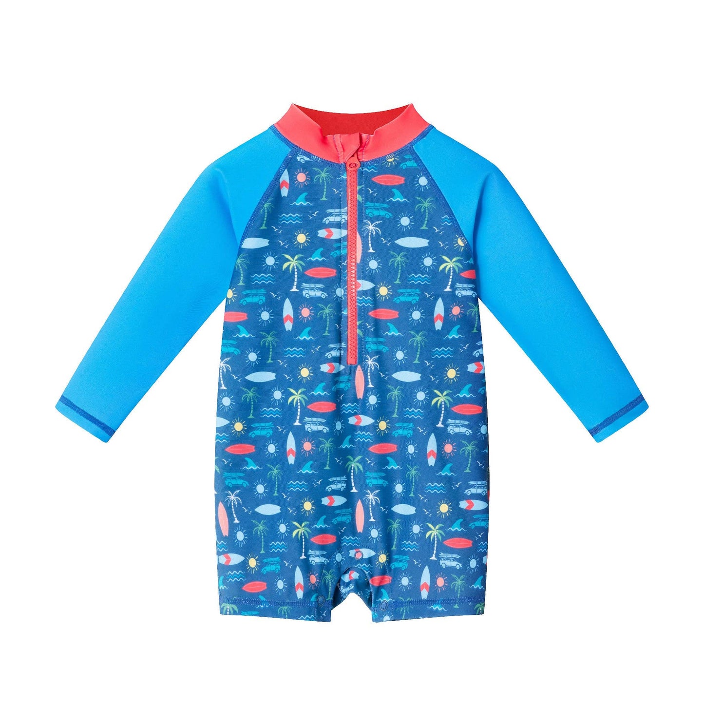 Andy & Evan Navy Tropical Print Swimsuit & Hat