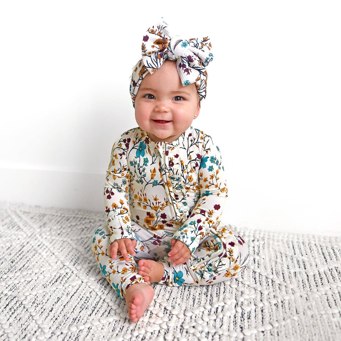Maren Floral Ruffle Zip Romper