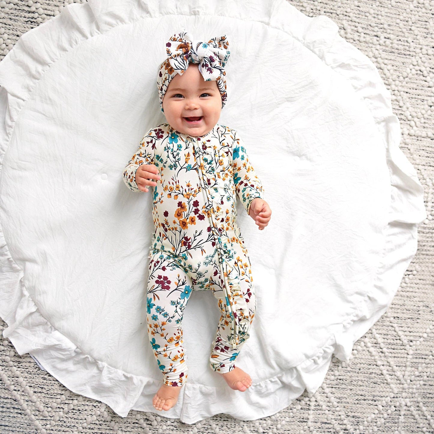 Maren Floral Ruffle Zip Romper