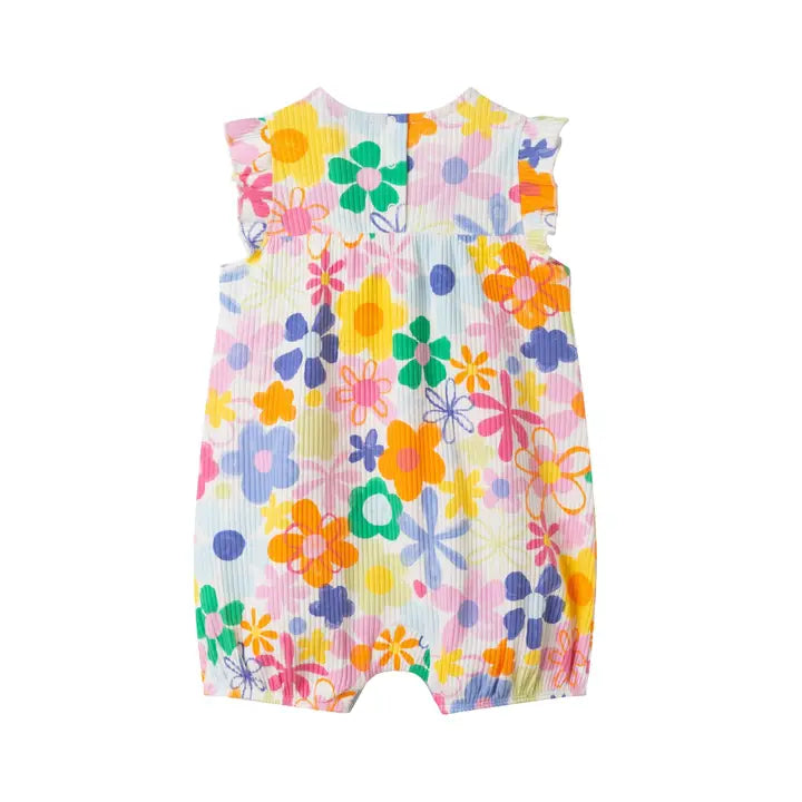 Andy & Evan White Floral Ribbed Romper & Headband