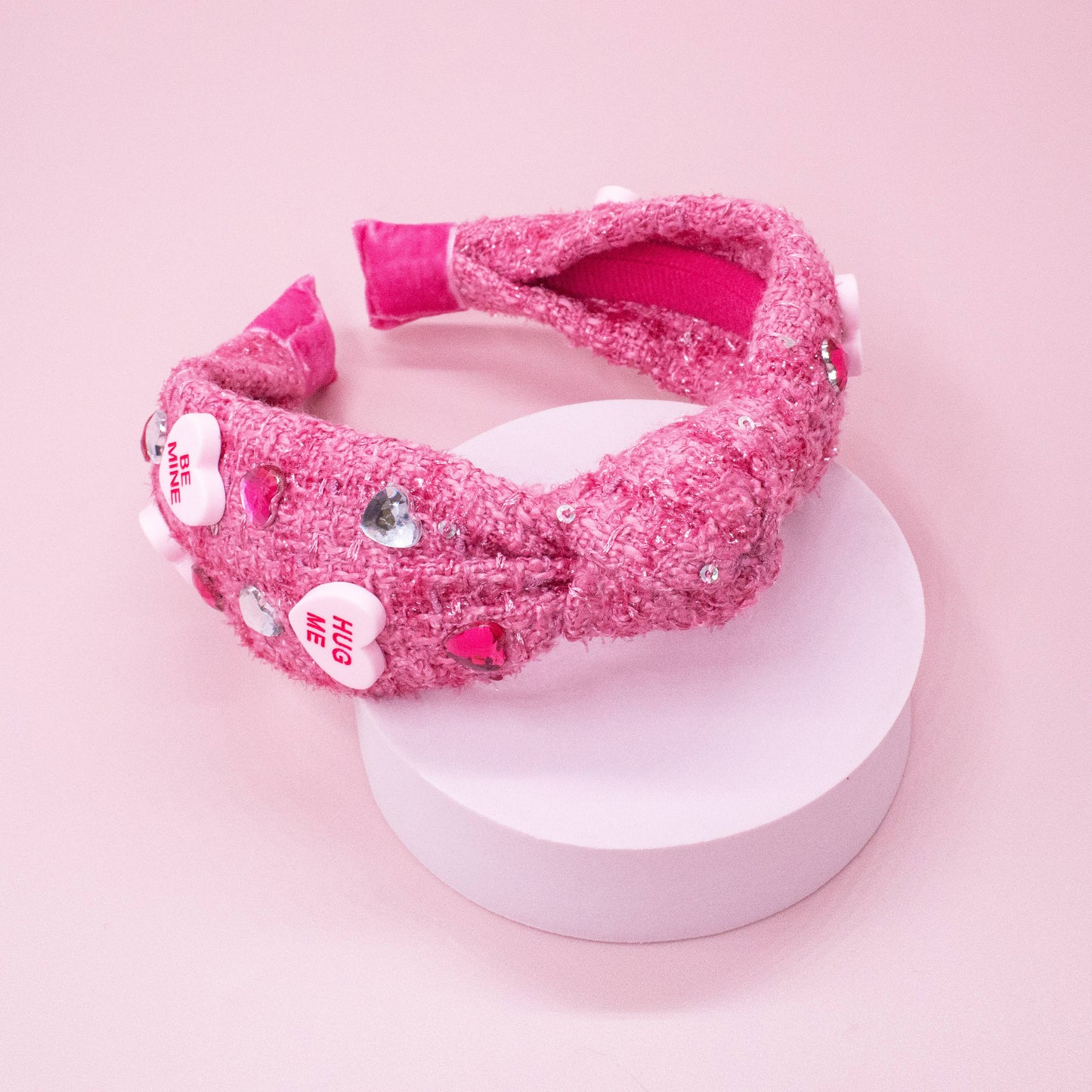Kids Embellished Knot Headband - Candy Valentines Day Heart