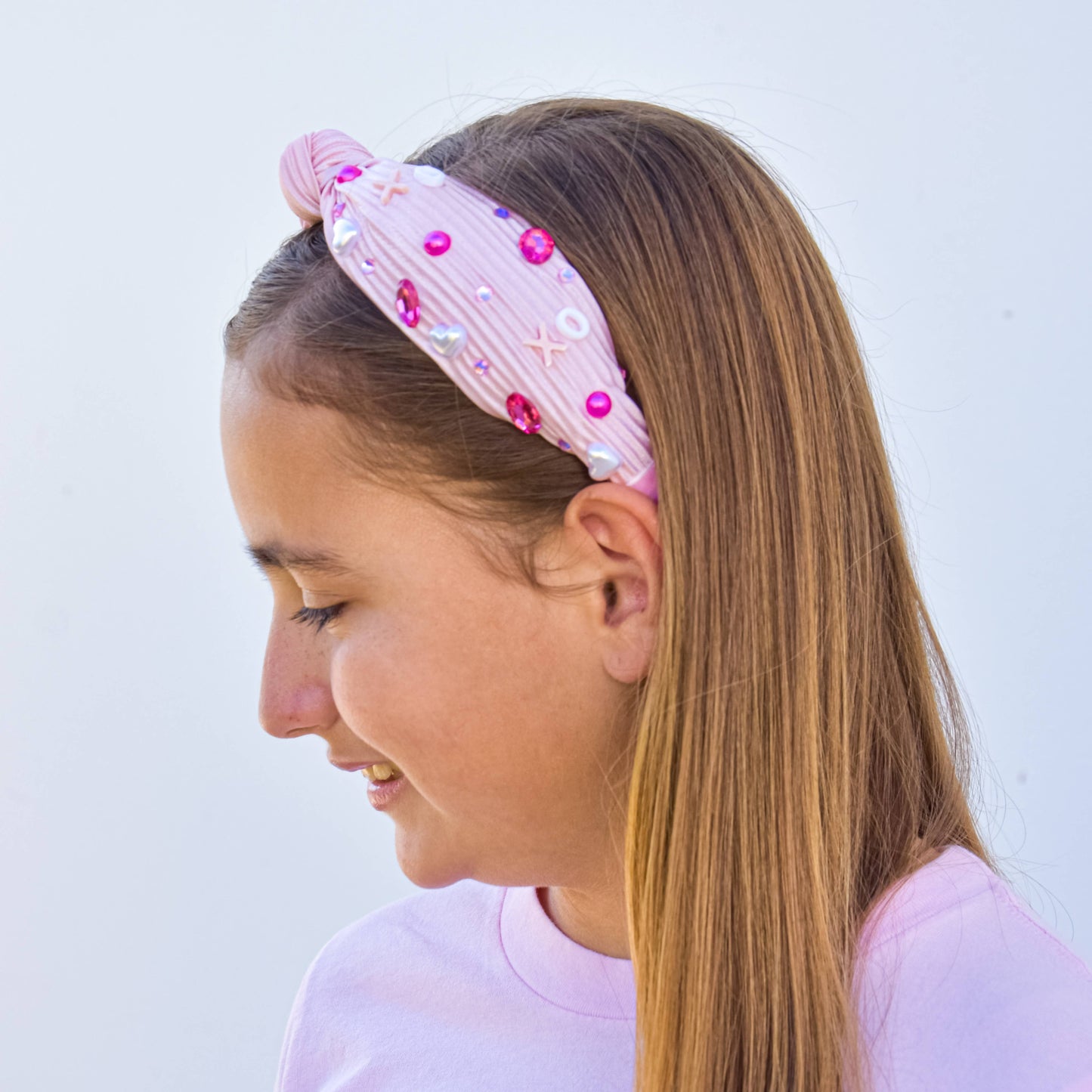 Kids Embellished Knot Headband - Beaded Valentine's Day