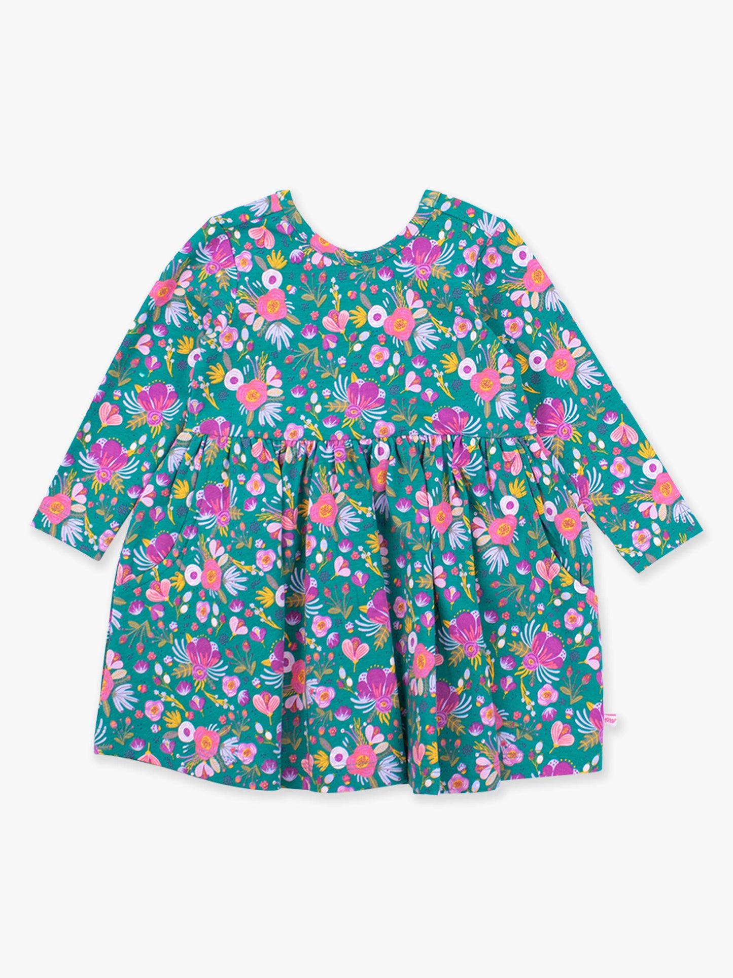 RuffleButts Emerald Floral Twirl Dress