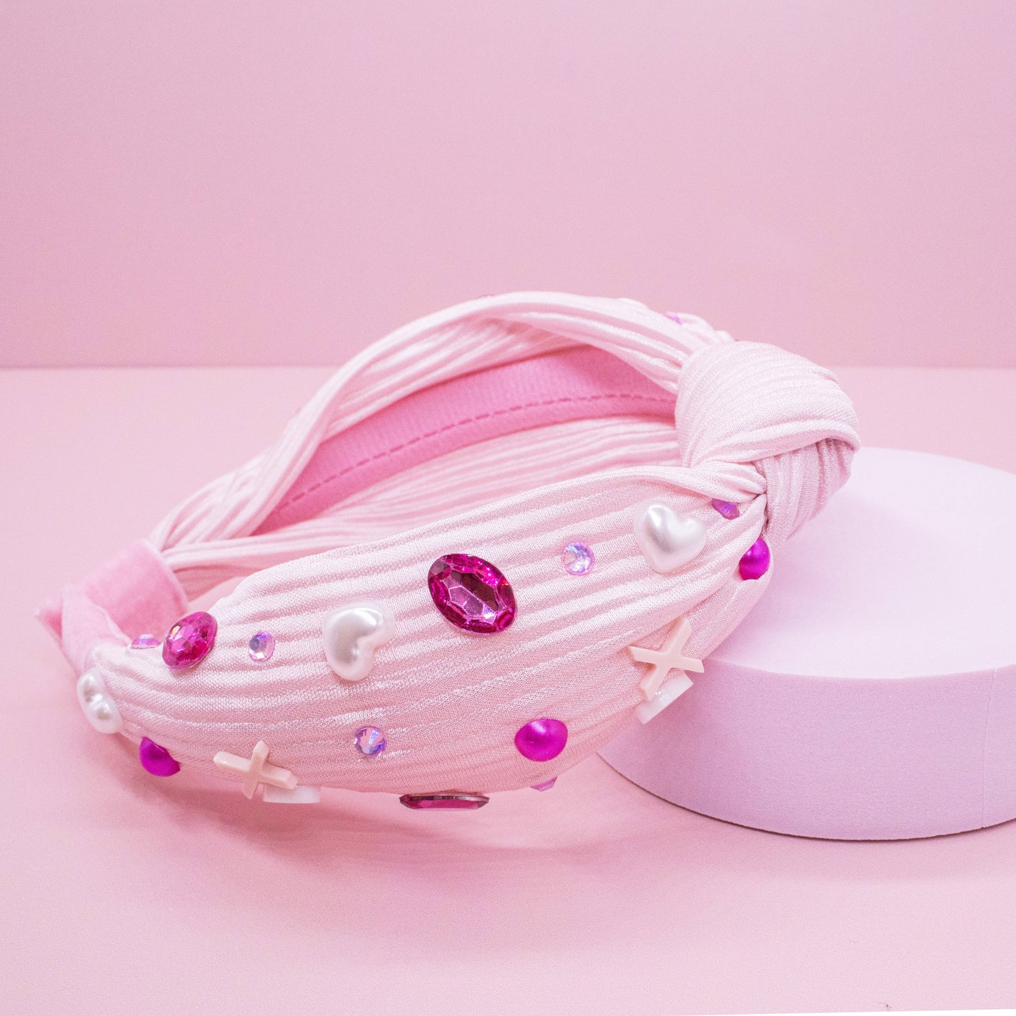 Kids Embellished Knot Headband - Beaded Valentine's Day