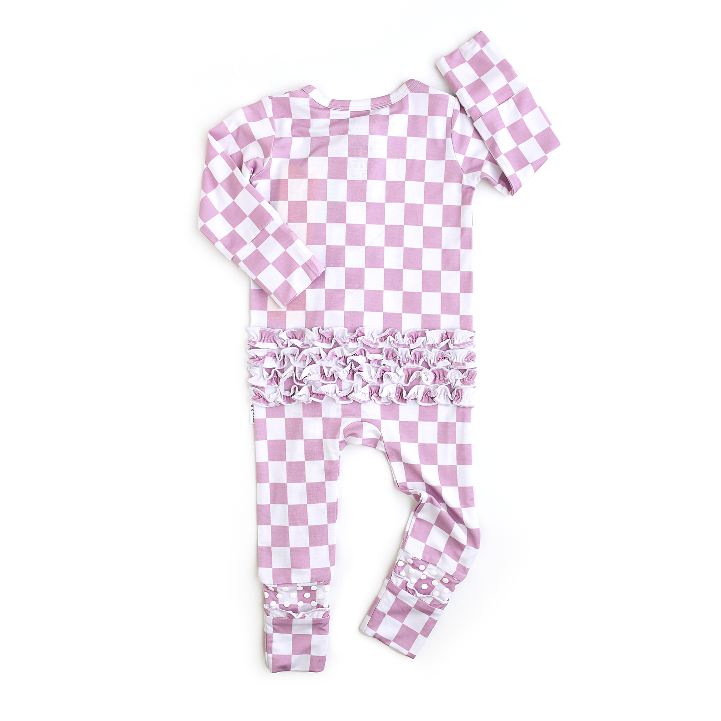 Myla Purple Check Ruffle Zip Romper