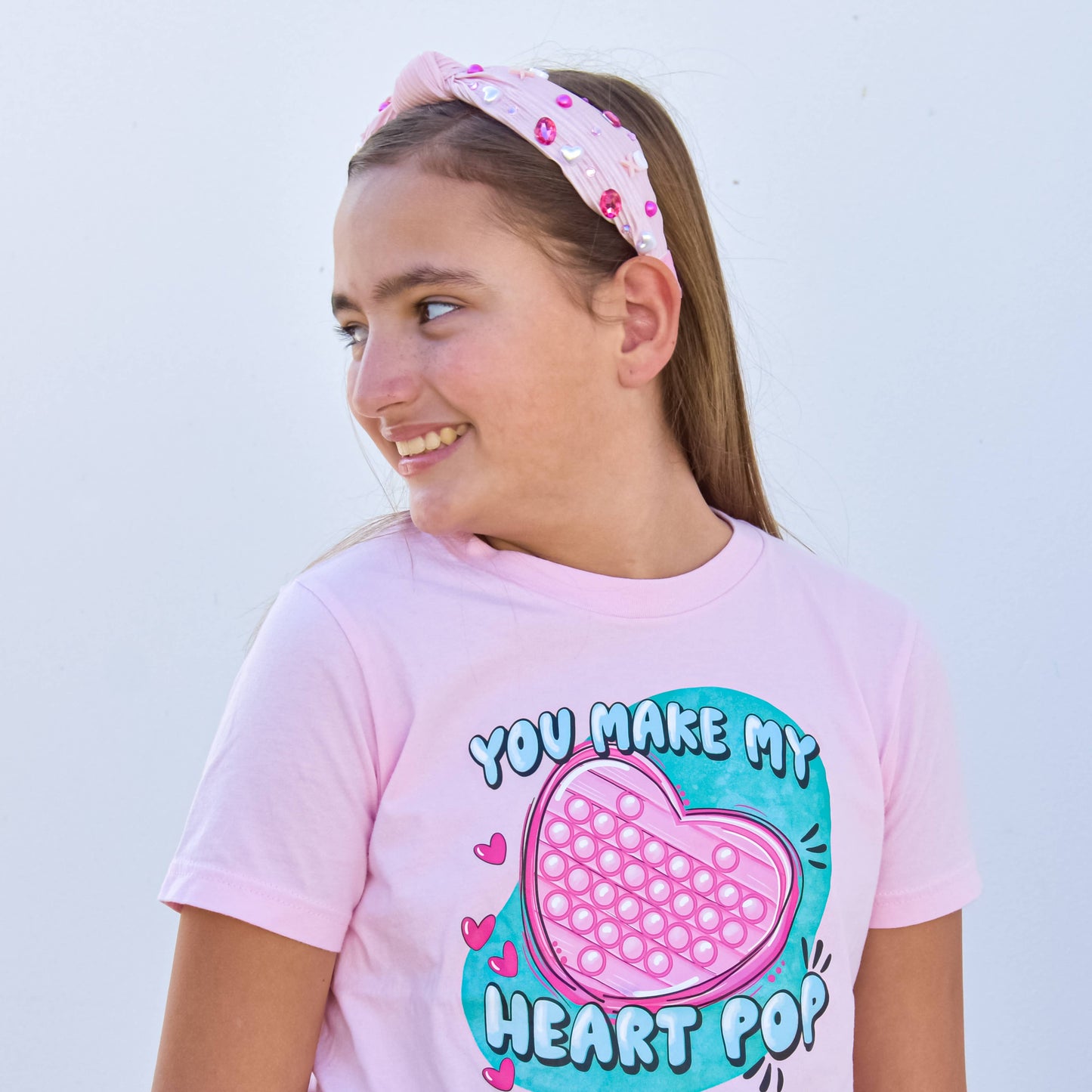 Kids Embellished Knot Headband - Beaded Valentine's Day