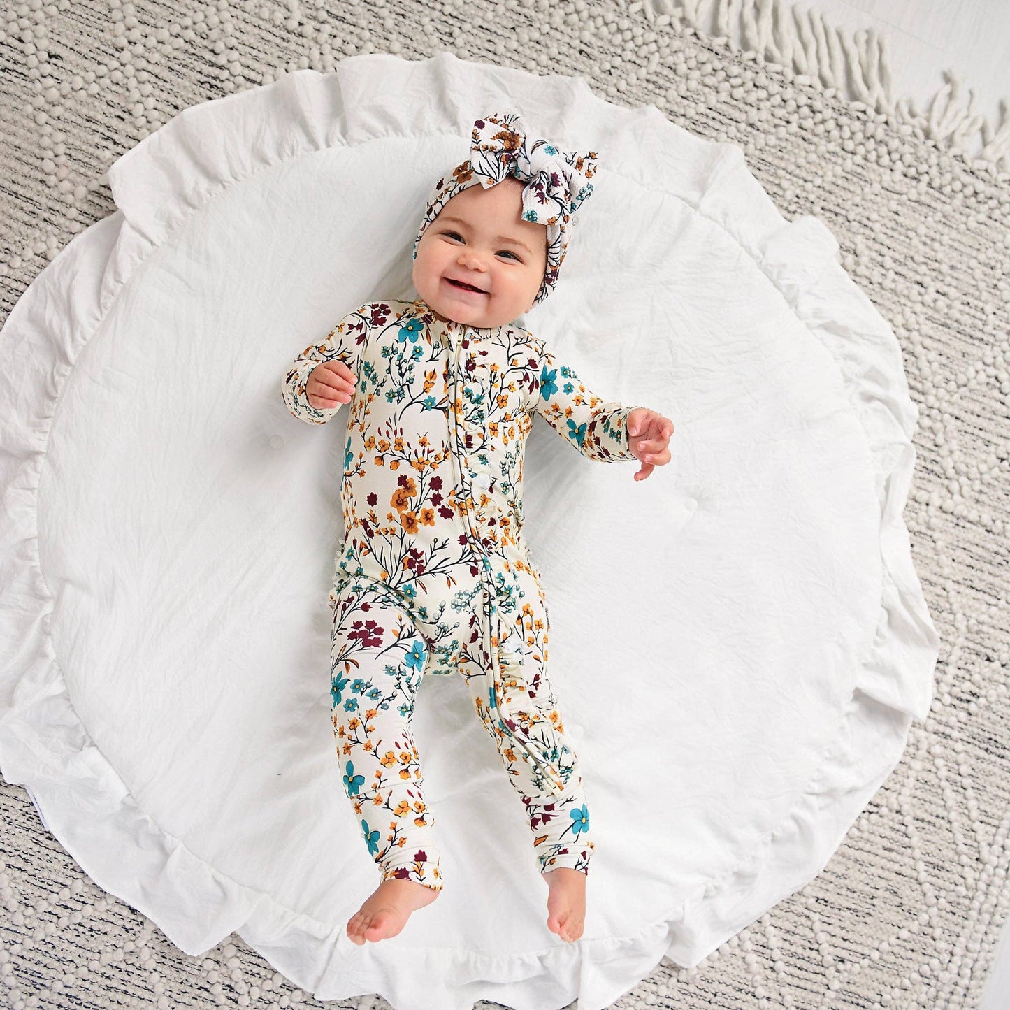 Maren Floral Ruffle Zip Romper
