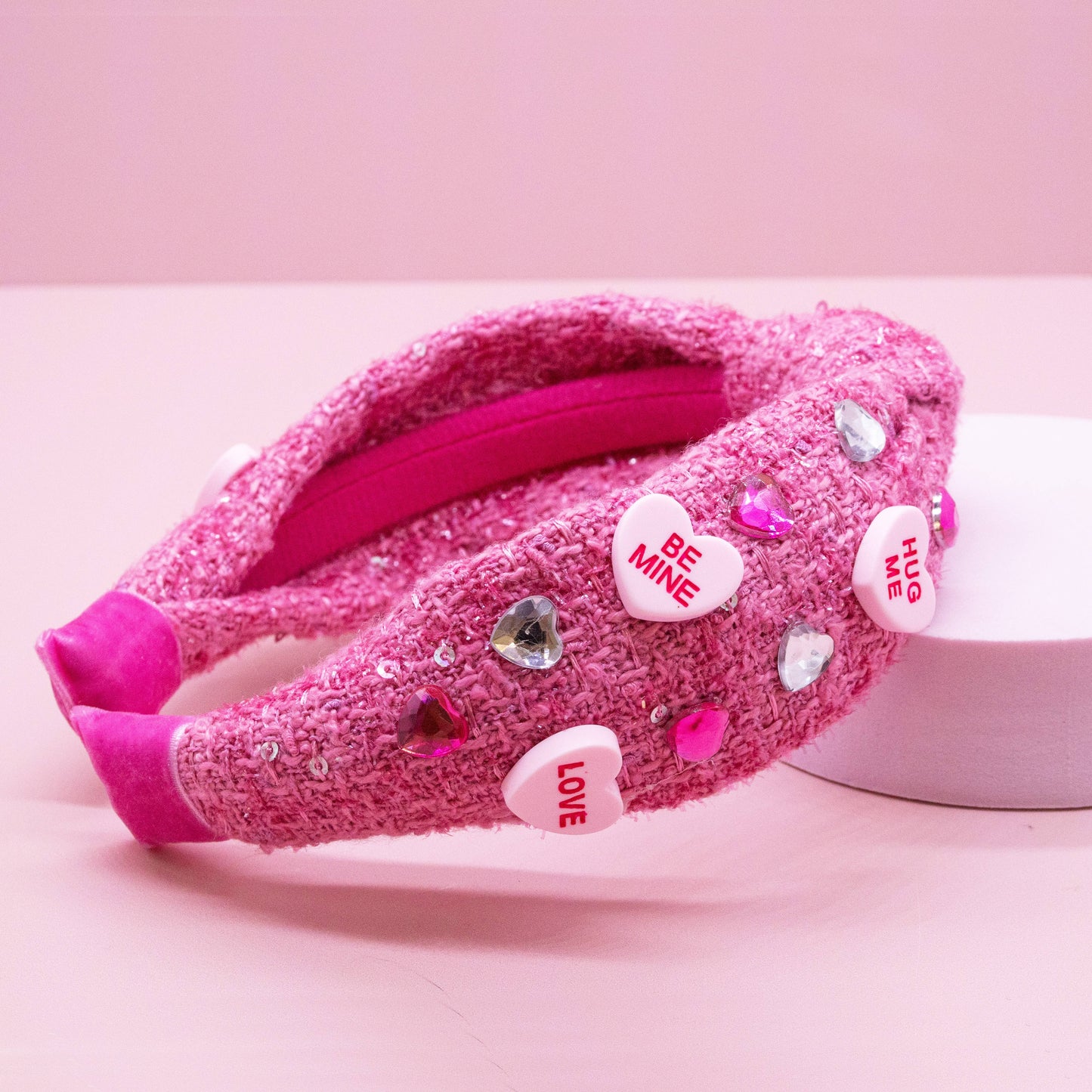 Kids Embellished Knot Headband - Candy Valentines Day Heart