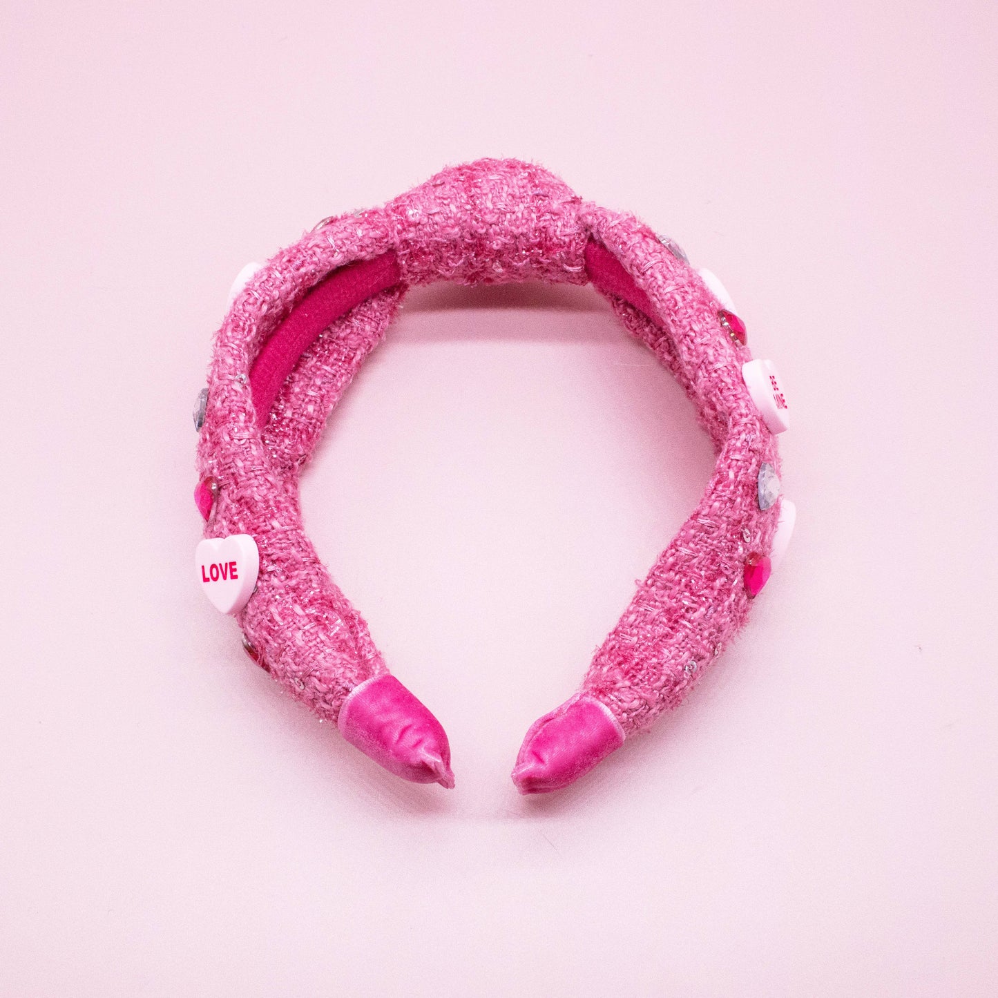 Kids Embellished Knot Headband - Candy Valentines Day Heart