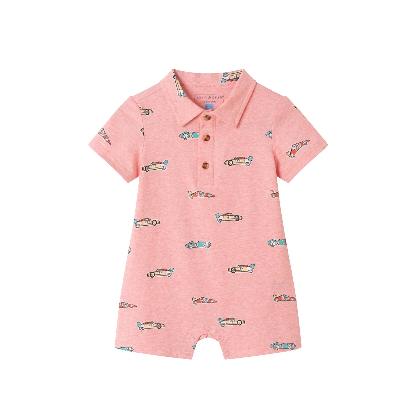 Andy & Evan Coral Racecar Romper