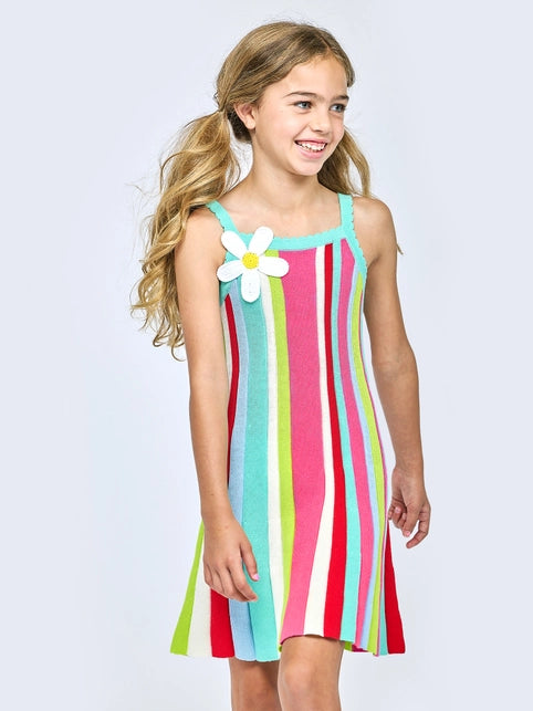Hannah Banana Vertical Stripe Crochet Dress