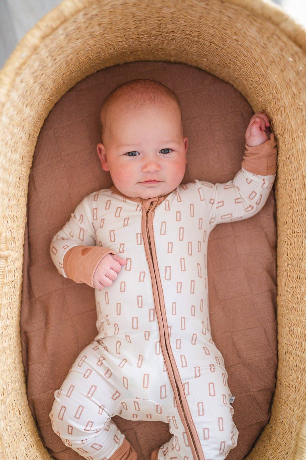 Neutral Rectangles Zipper Romper