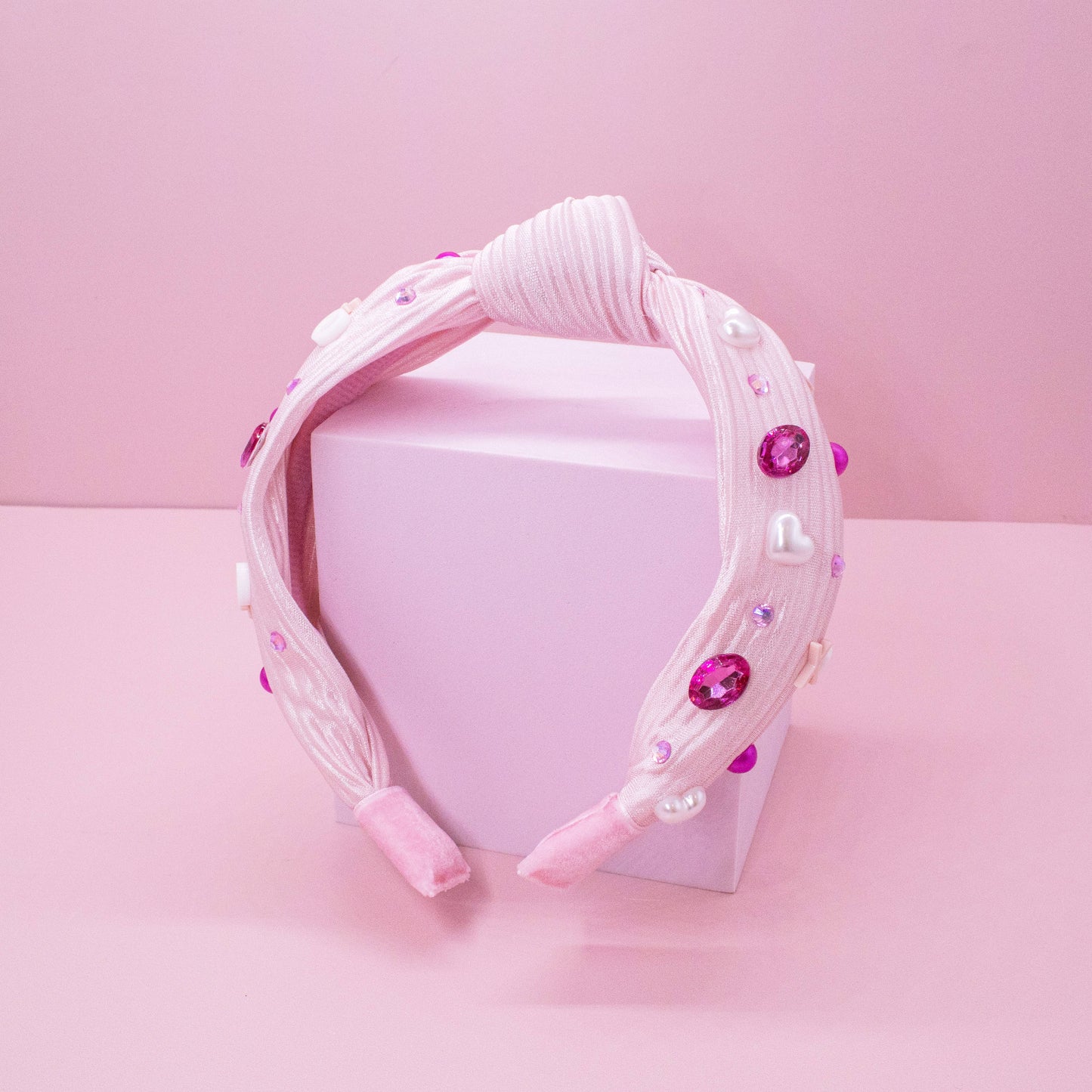 Kids Embellished Knot Headband - Beaded Valentine's Day