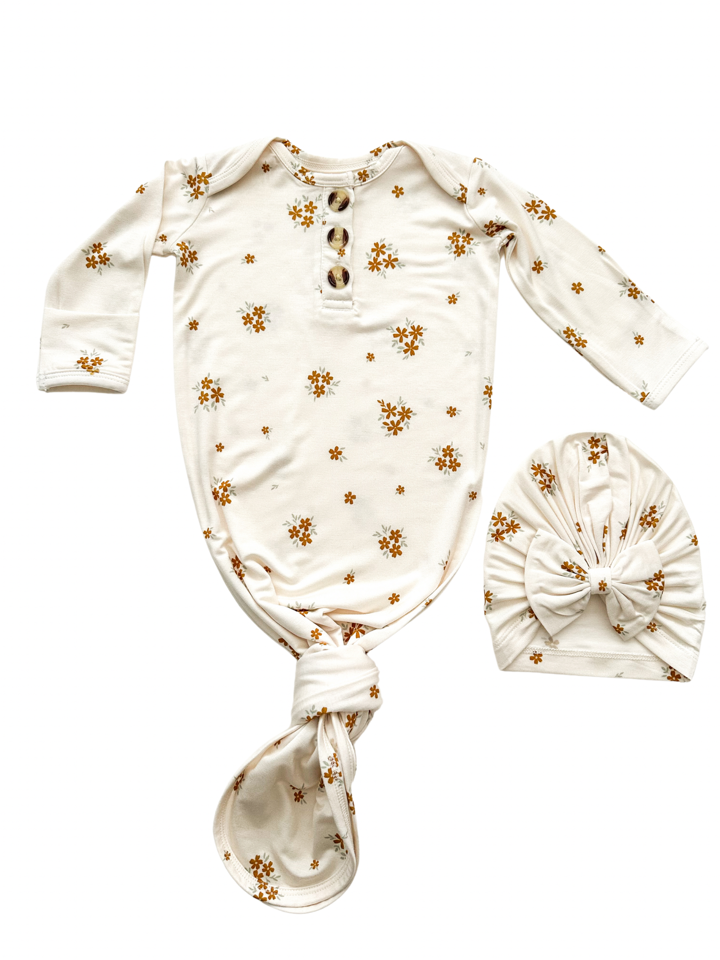 Caramel Bloom Knotted Gown & Turban
