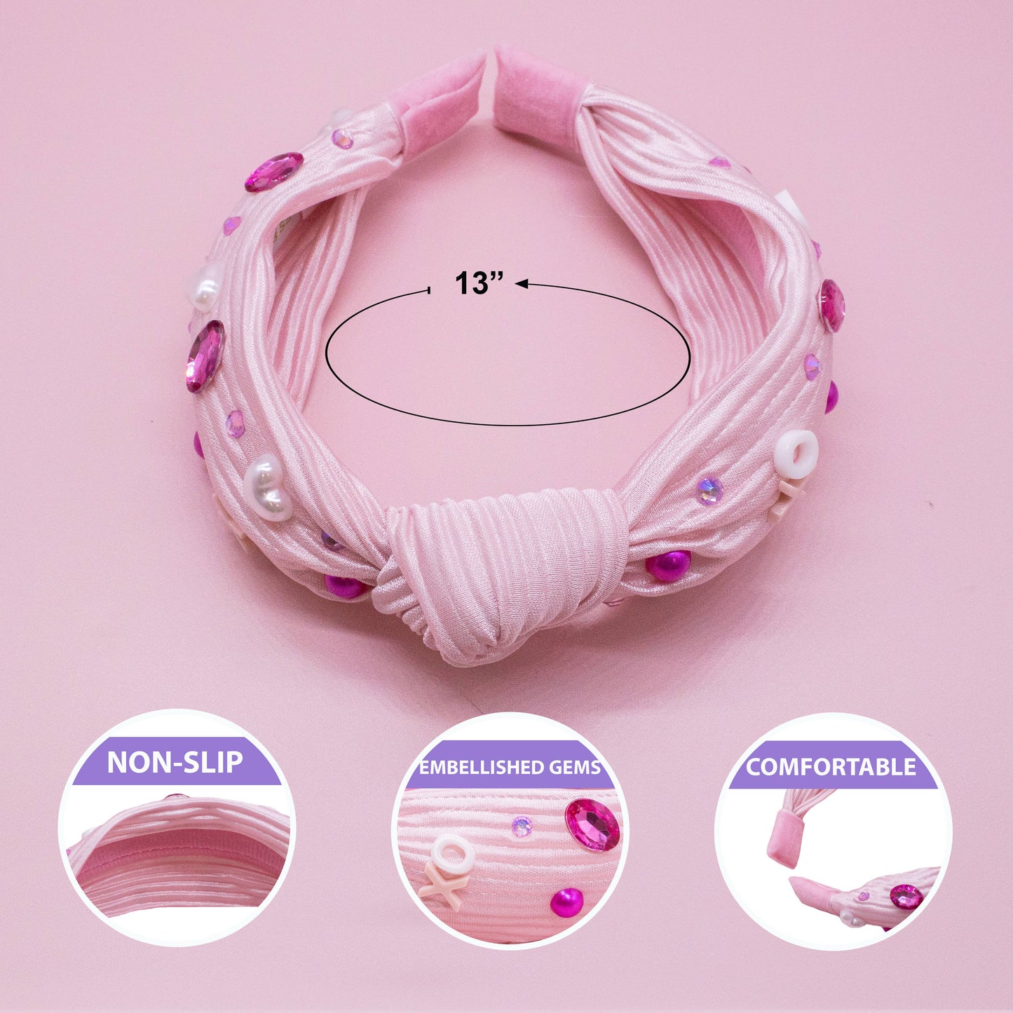 Kids Embellished Knot Headband - Beaded Valentine's Day