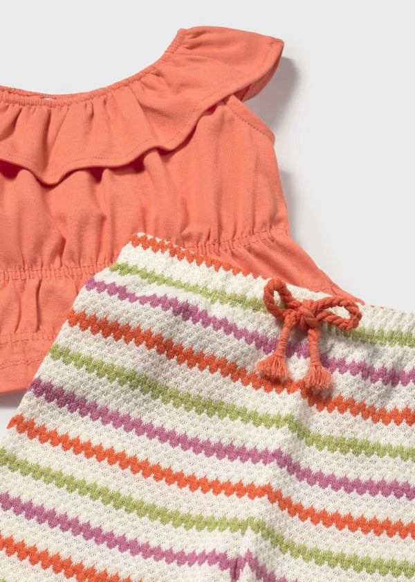 Mayoral Carrot Crochet Stripe Pant Set