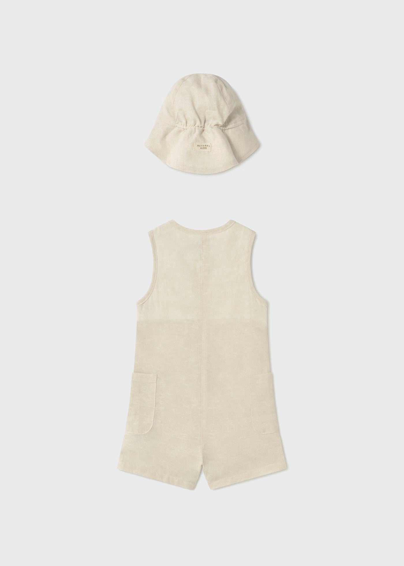 Mayoral Canvas Sleeveless Romper & Hat