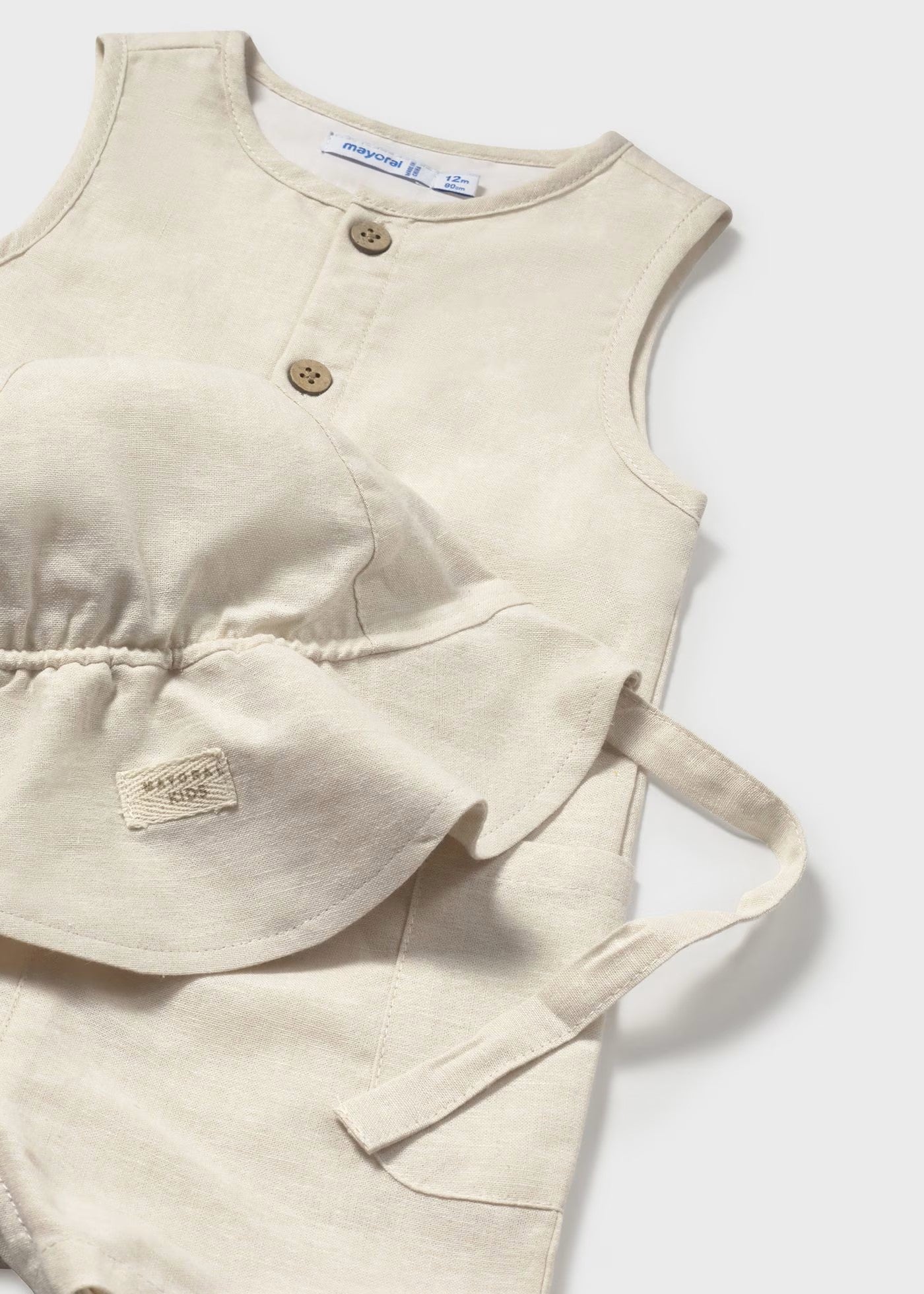 Mayoral Canvas Sleeveless Romper & Hat