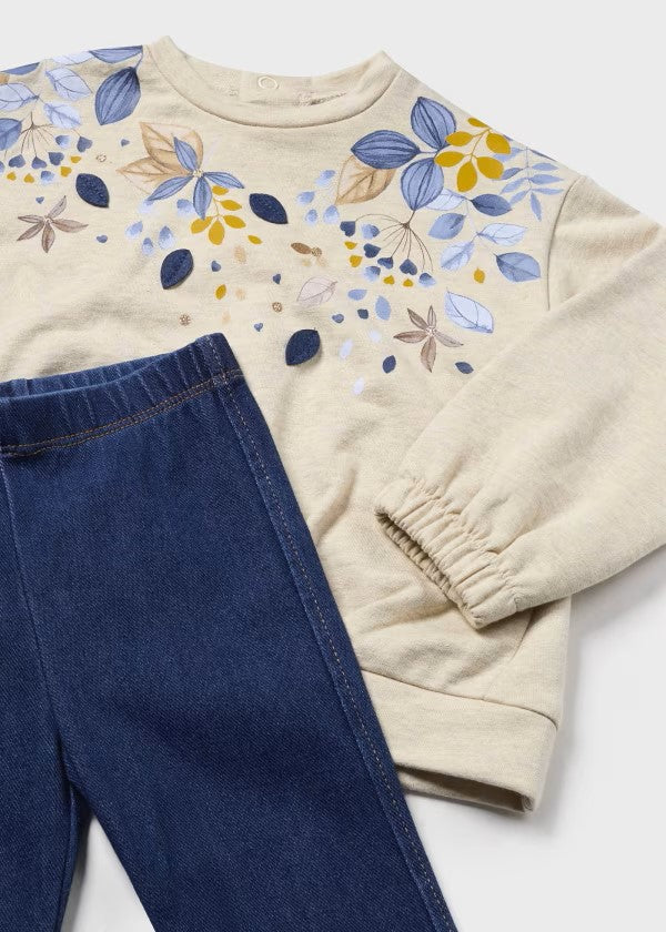 Mayoral Blue Floral Pullover & Legging Set