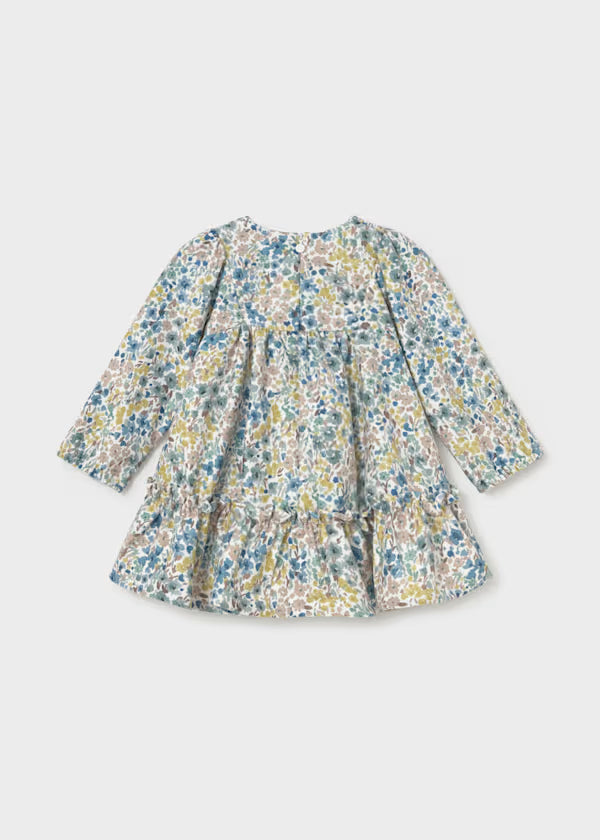 Mayoral Blue Floral Velvet Dress