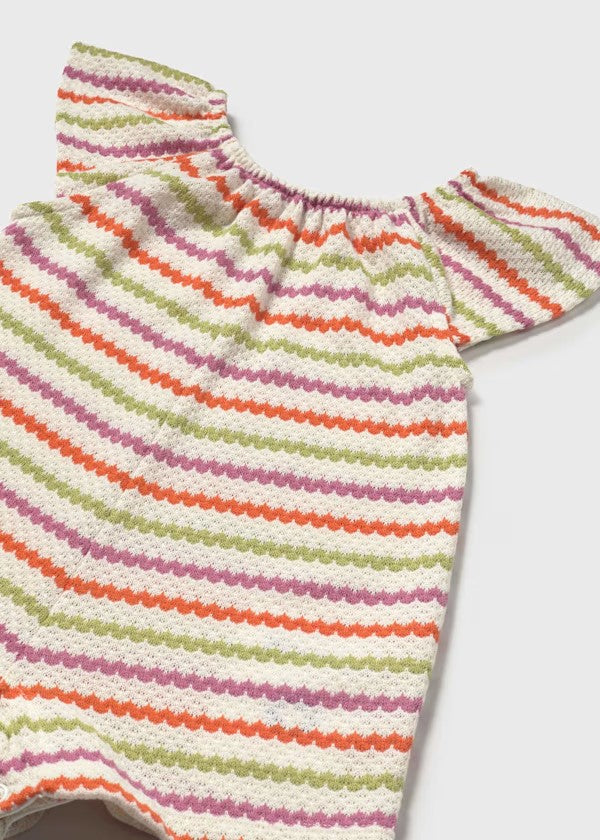 Mayoral Striped Crochet Romper
