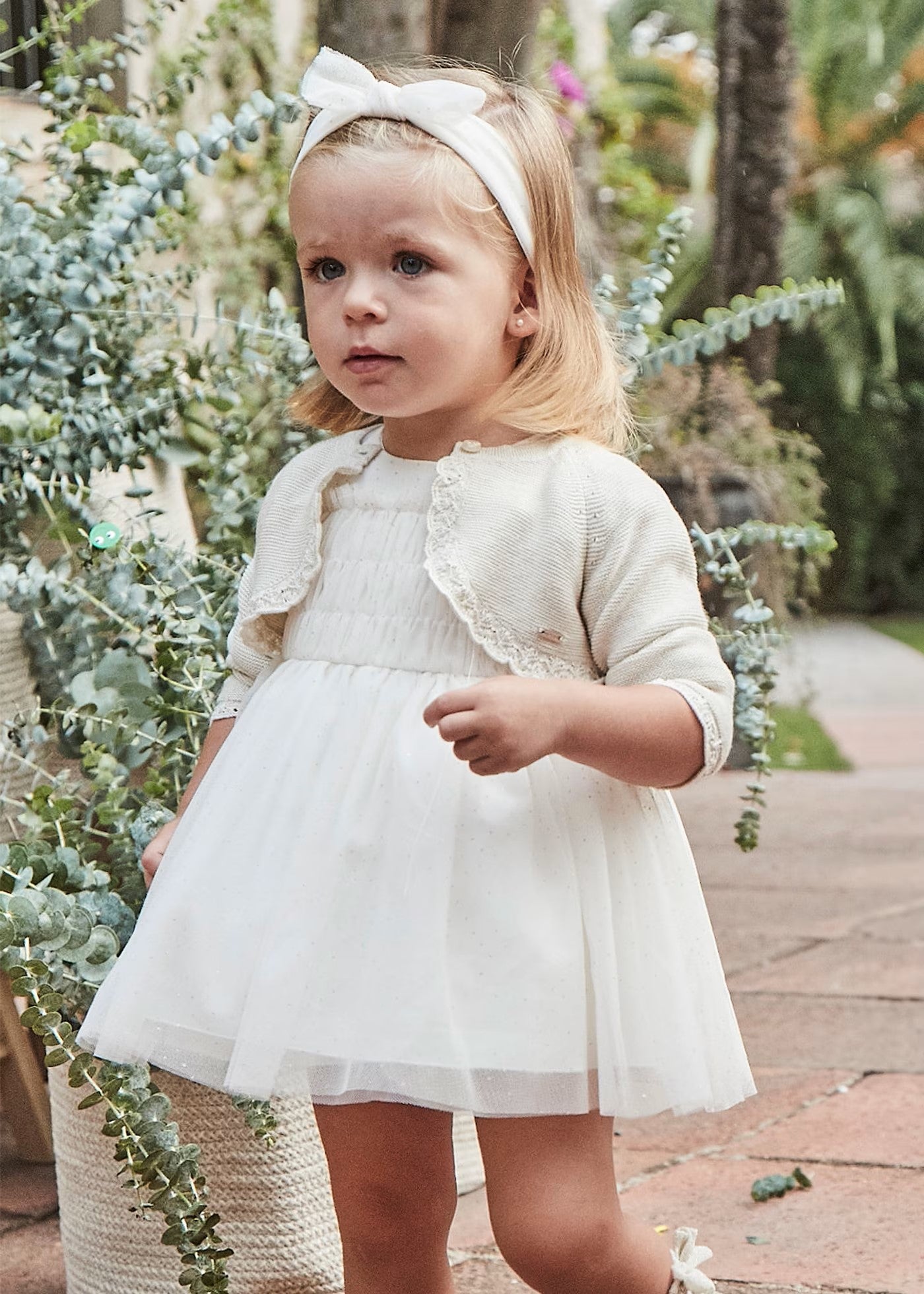 Mayoral Ivory Tulle Glitter Dot Dress Little Sprouts Mayoral Ivory Tulle Glitter Dot Dress Little Sprouts