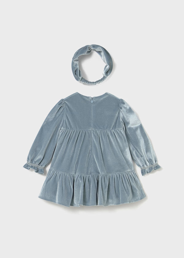 Mayoral Blue Bell Velvet Dress & Headband