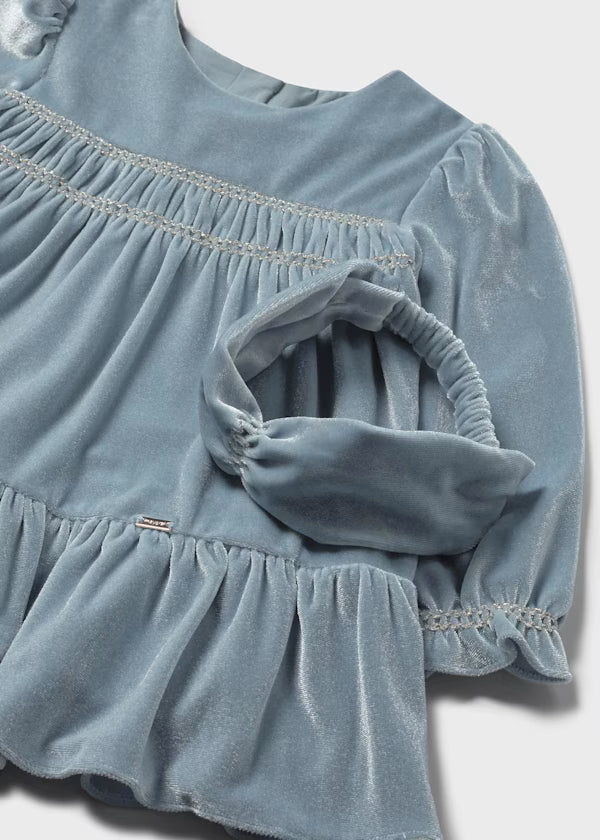 Mayoral Blue Bell Velvet Dress & Headband