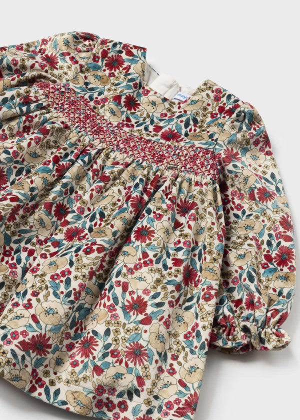 Mayoral Red Printed Velvet Dress